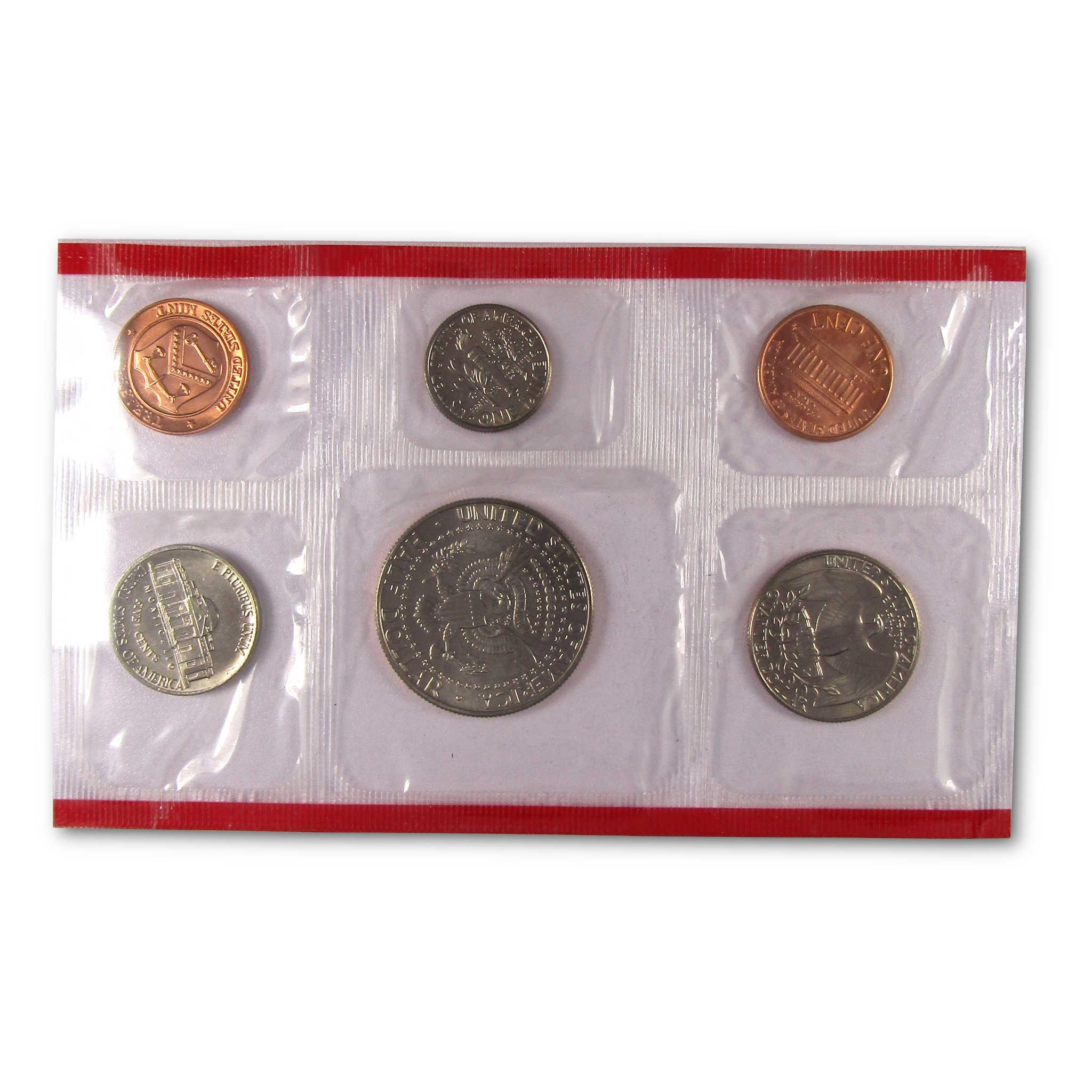 US Mint uncirculated coin set in sealed plastic holder, six assorted collectible coins