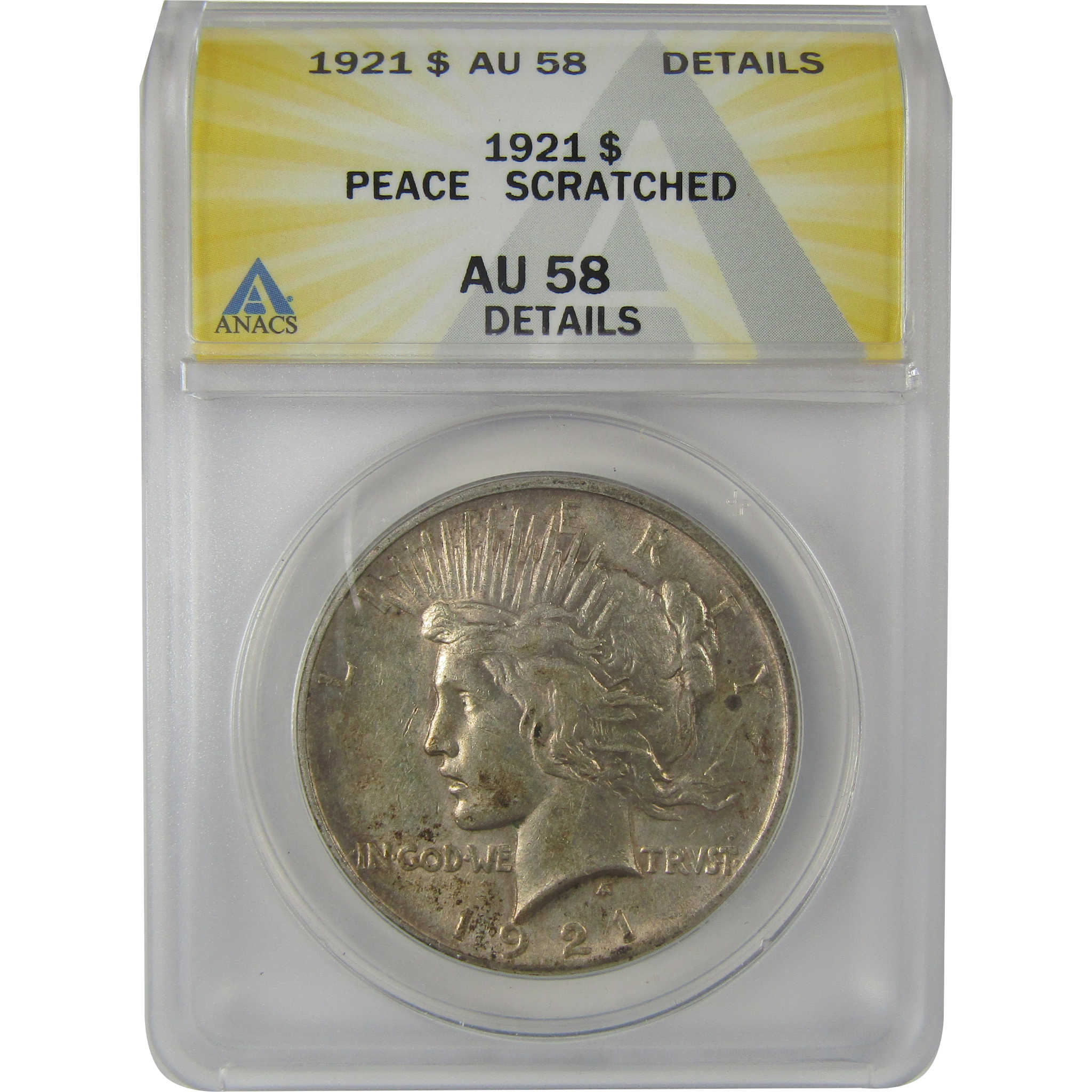 1921 High Relief Peace Dollar AU 58 Details ANACS Silver SKU:I22973