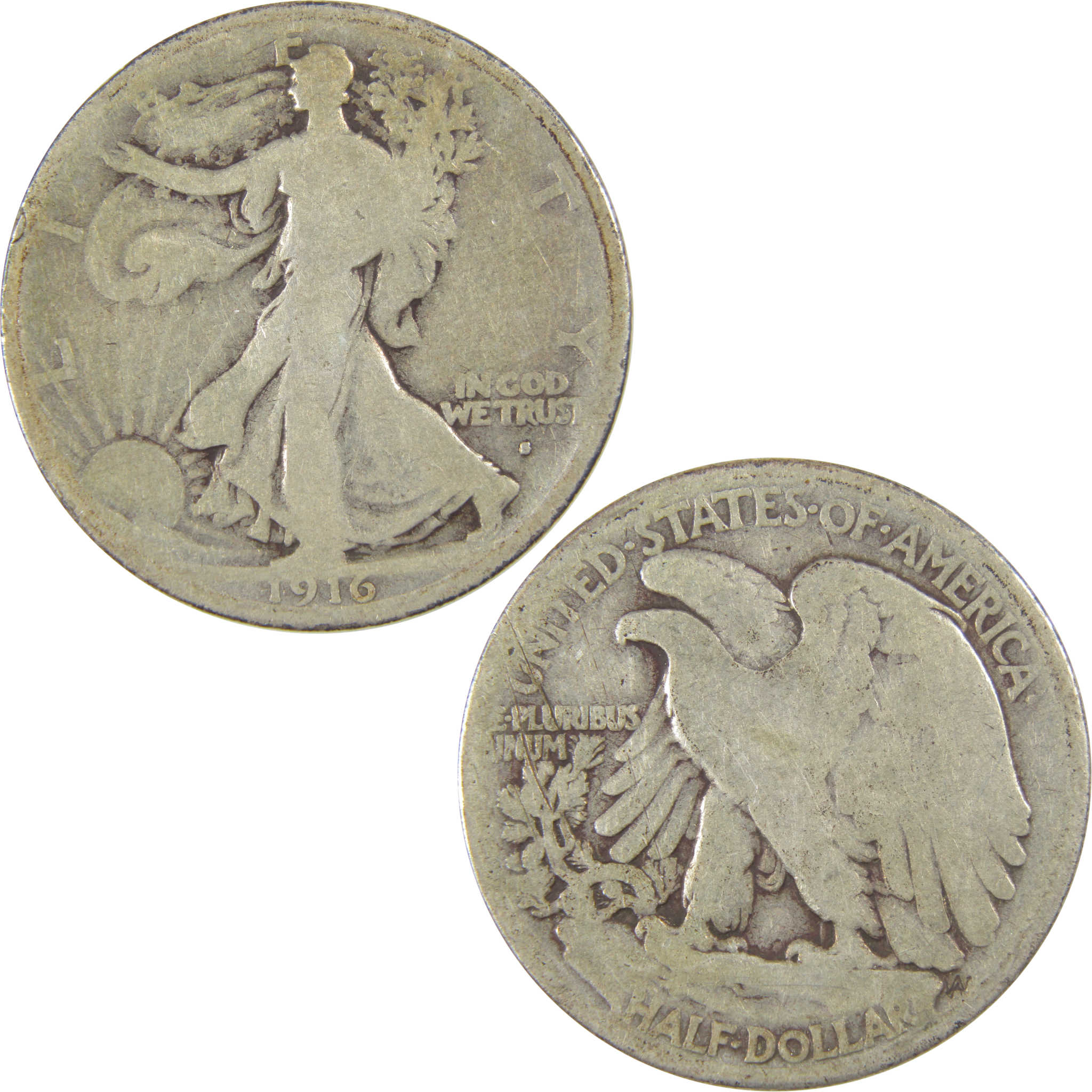 1916 S Liberty Walking Half Dollar AG Details Silver SKU:I23431