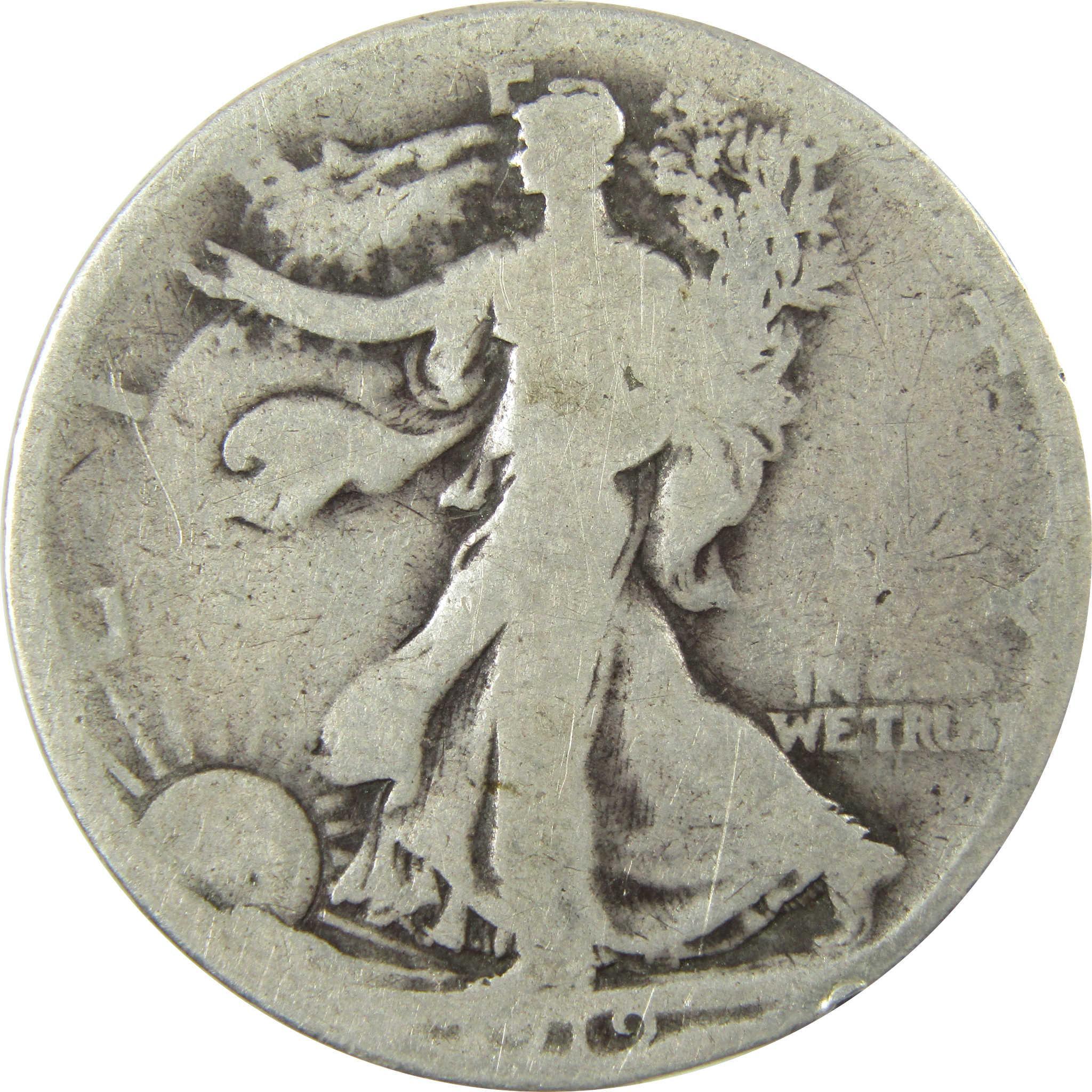 1919 Liberty Walking Silver Half Dollar AG About Good SKU:CP1432