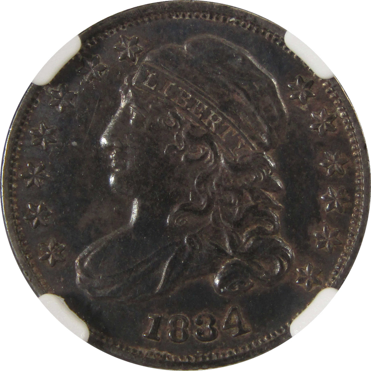 1834 Large 4 Capped Bust Silver Dime AU Details NGC Coin SKU:I29338