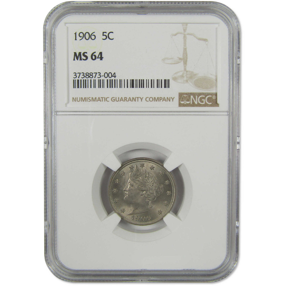1906 Liberty Head V Nickel MS 64 NGC Uncirculated 5c Coin Collectible