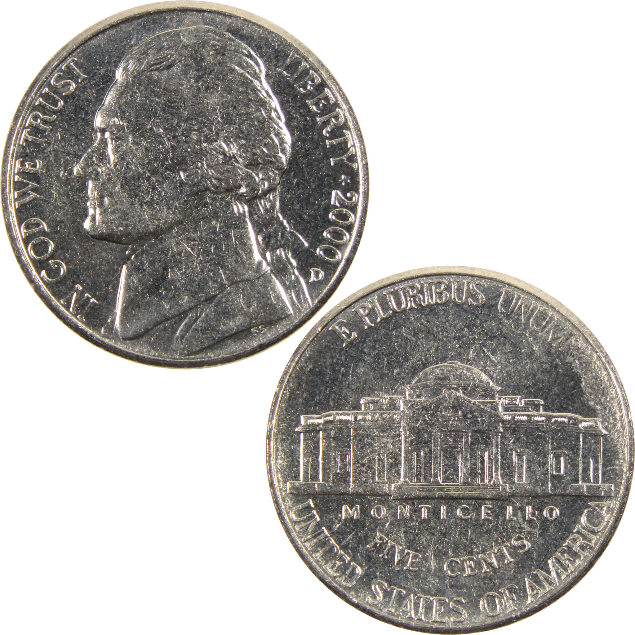 2000 D Jefferson Nickel BU Uncirculated 5c Coin