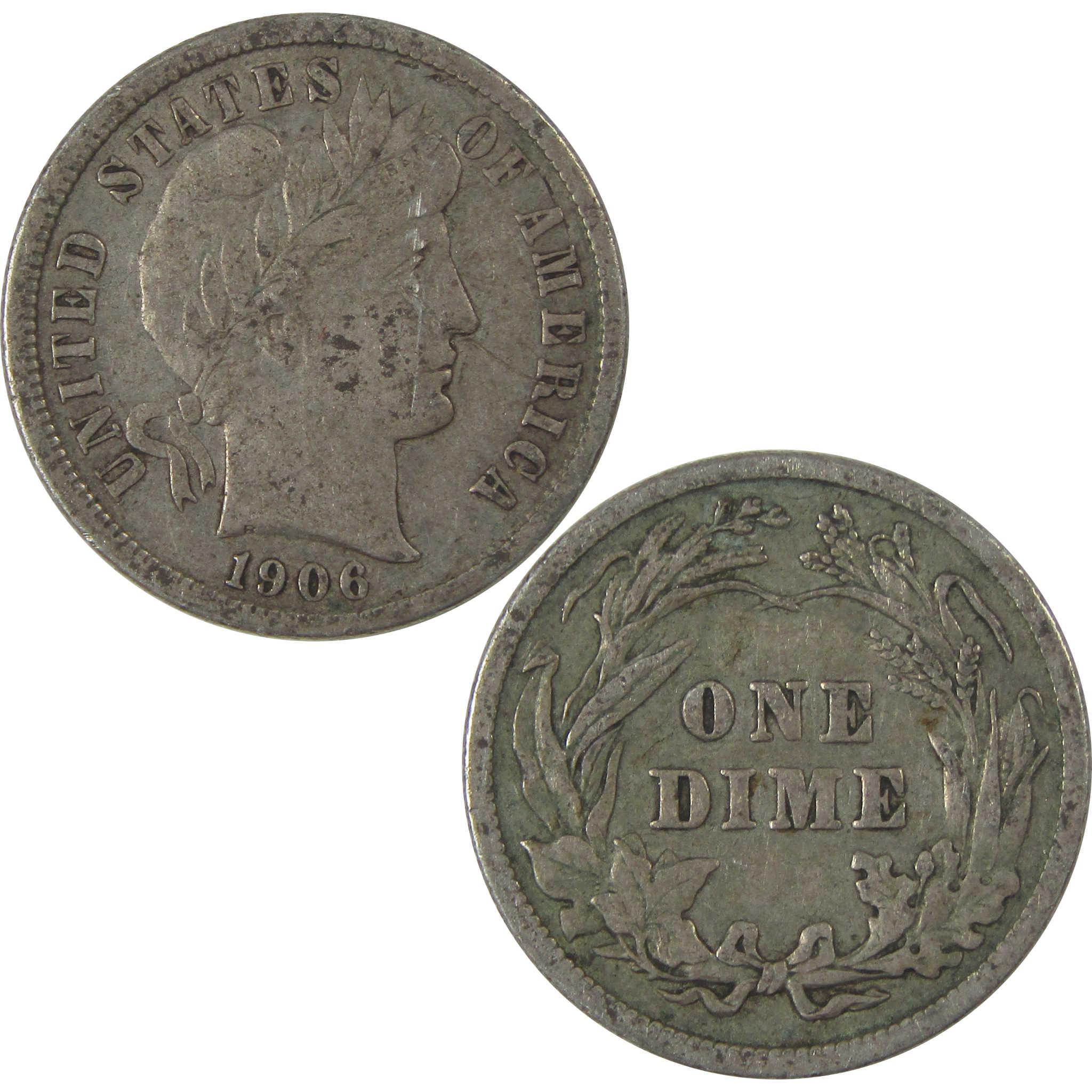 1906 Barber Dime XF EF Extremely Fine Silver 10c Coin SKU:I21116
