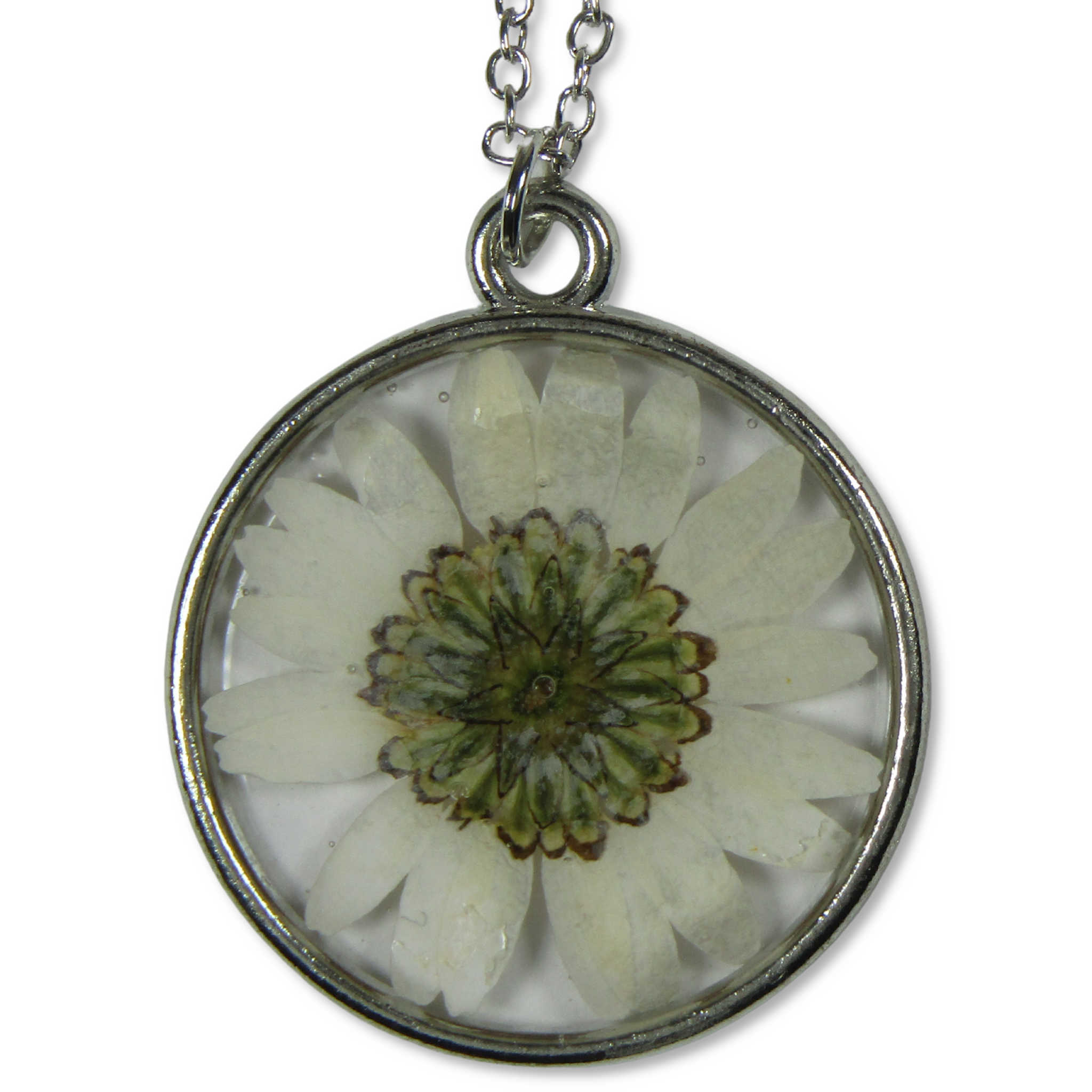 Daisy Floral Resin Necklace with Chain
