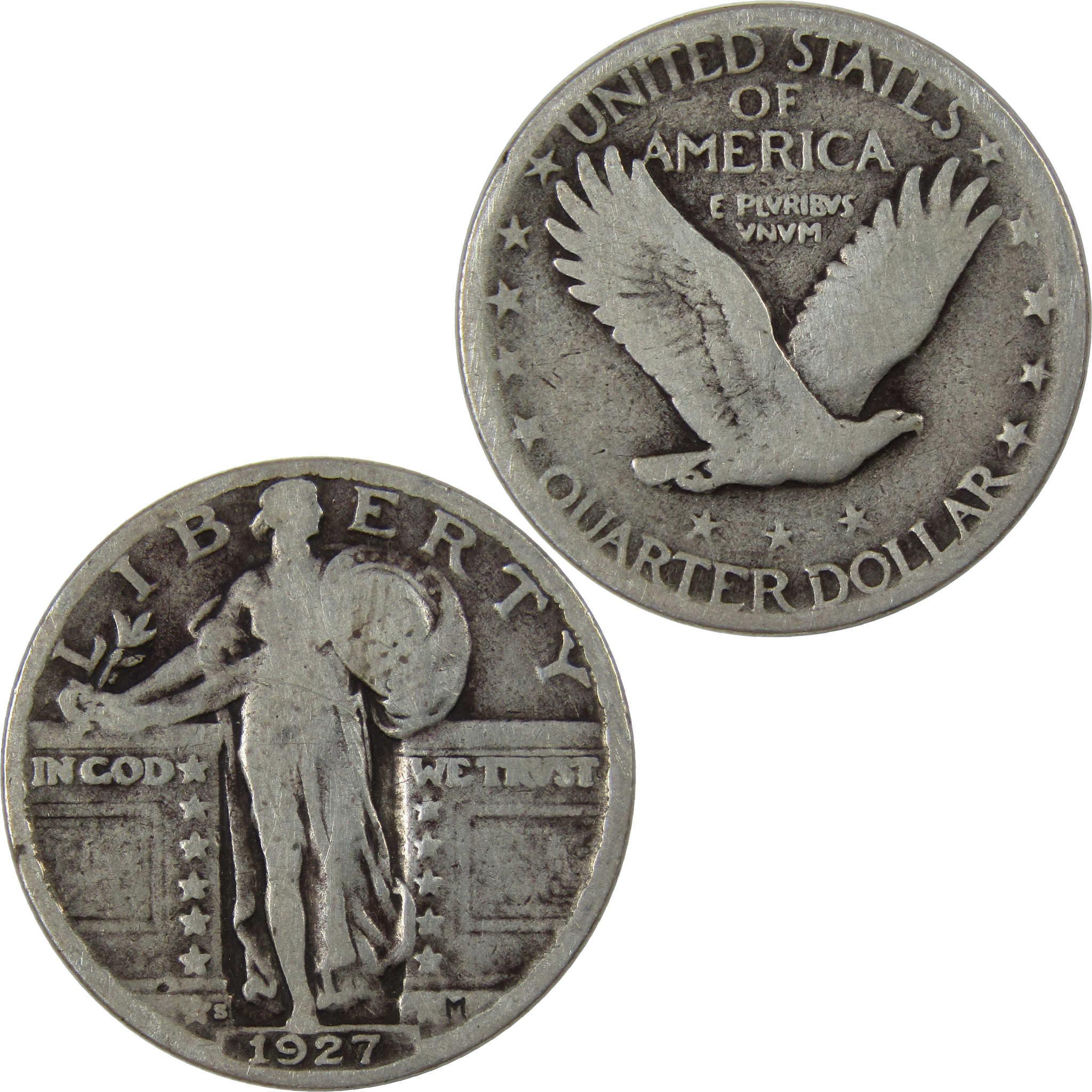 1927 S Standing Liberty Quarter G Good Silver 25c Coin SKU:I23464