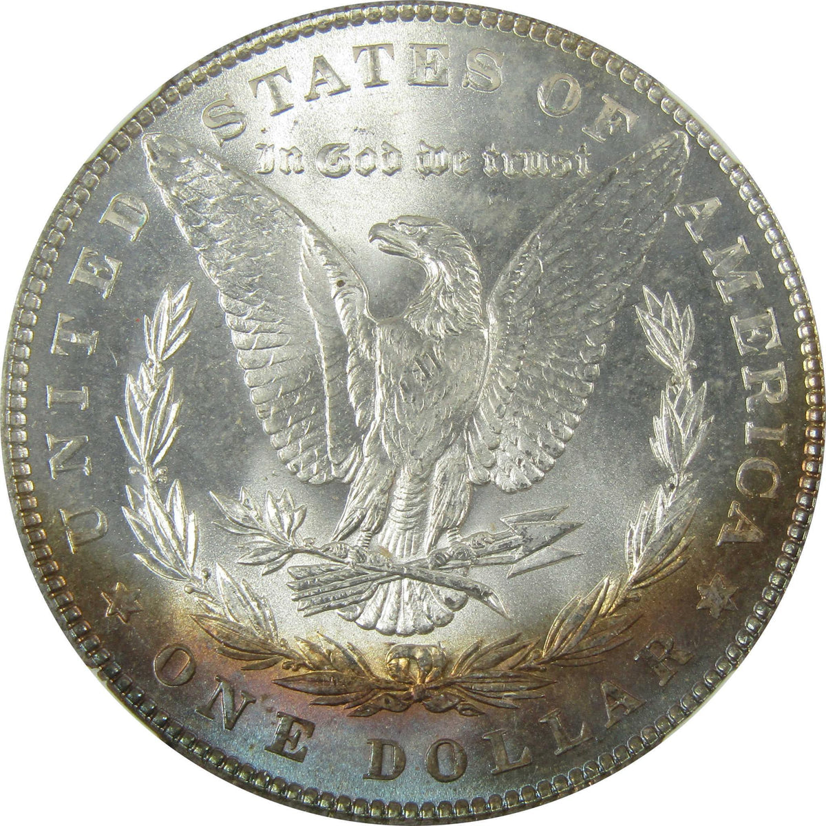 1886 Morgan Silver $1 MS 64 NGC $1 Coin Crescent Toned Rev SKU:CP434