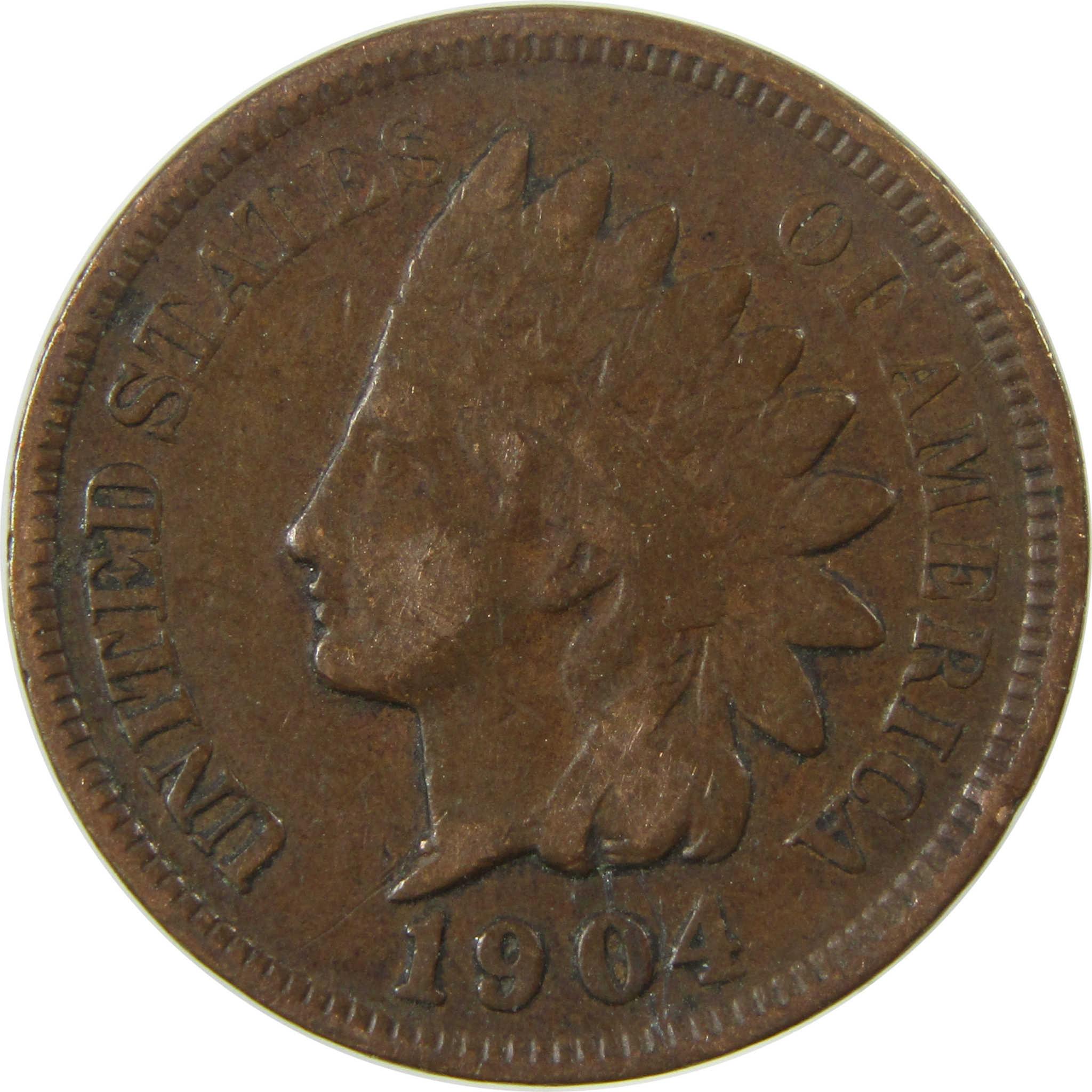 1904 Indian Head Cent F Fine Penny 1c Coin Collectible SKU:I26814