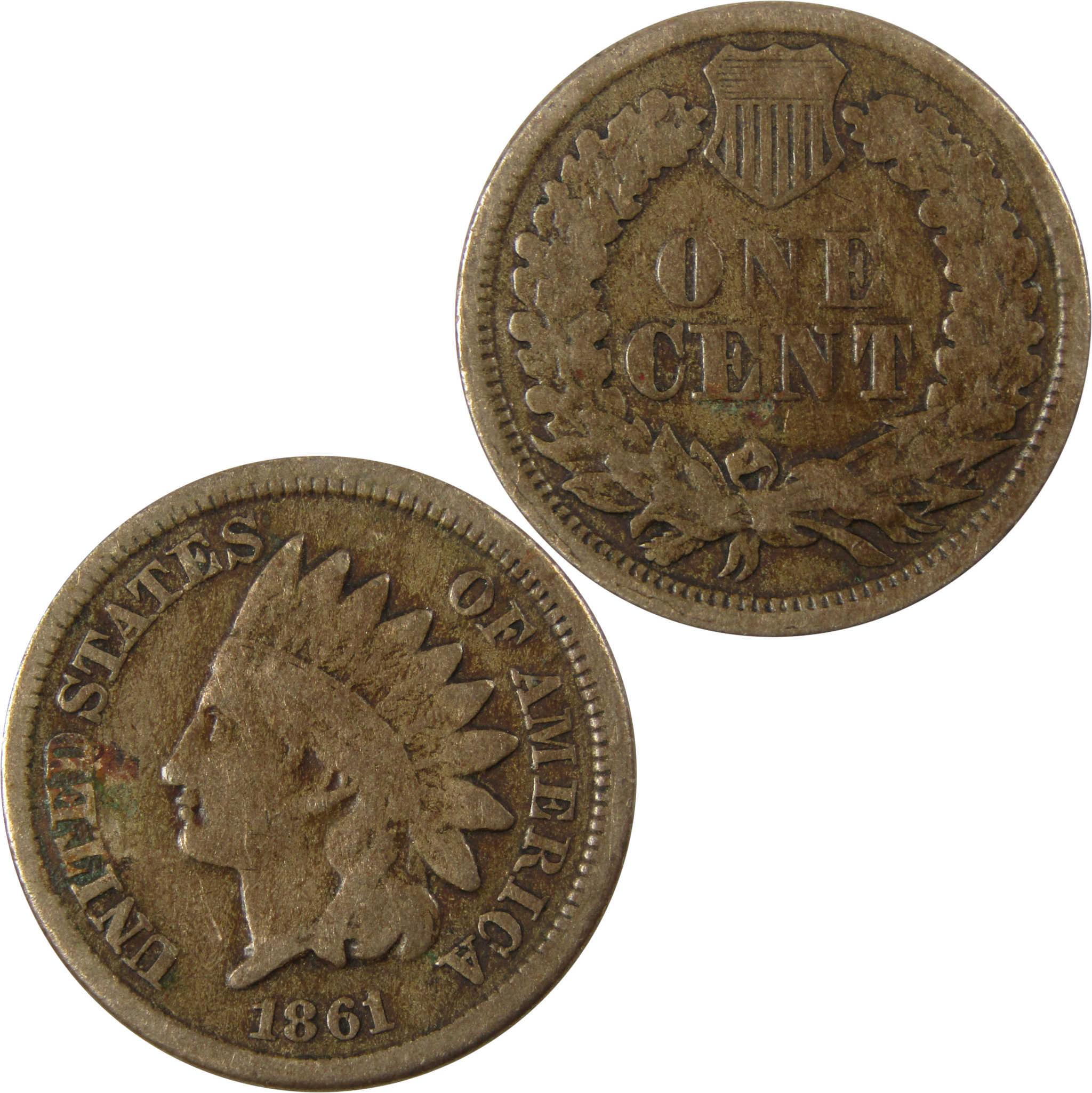 1861 Indian Head Cent VG Very Good Penny 1c Coin SKU:CP1170