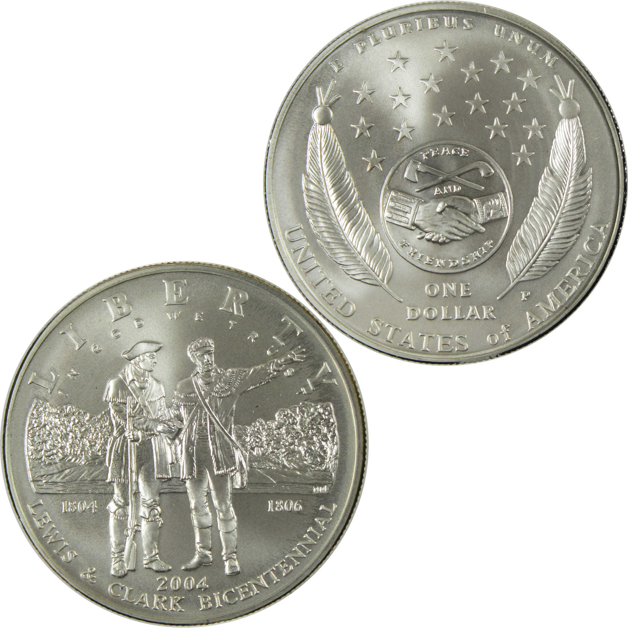 2004 P Lewis and Clark Commemorative Silver Dollar Uncirculated Coin