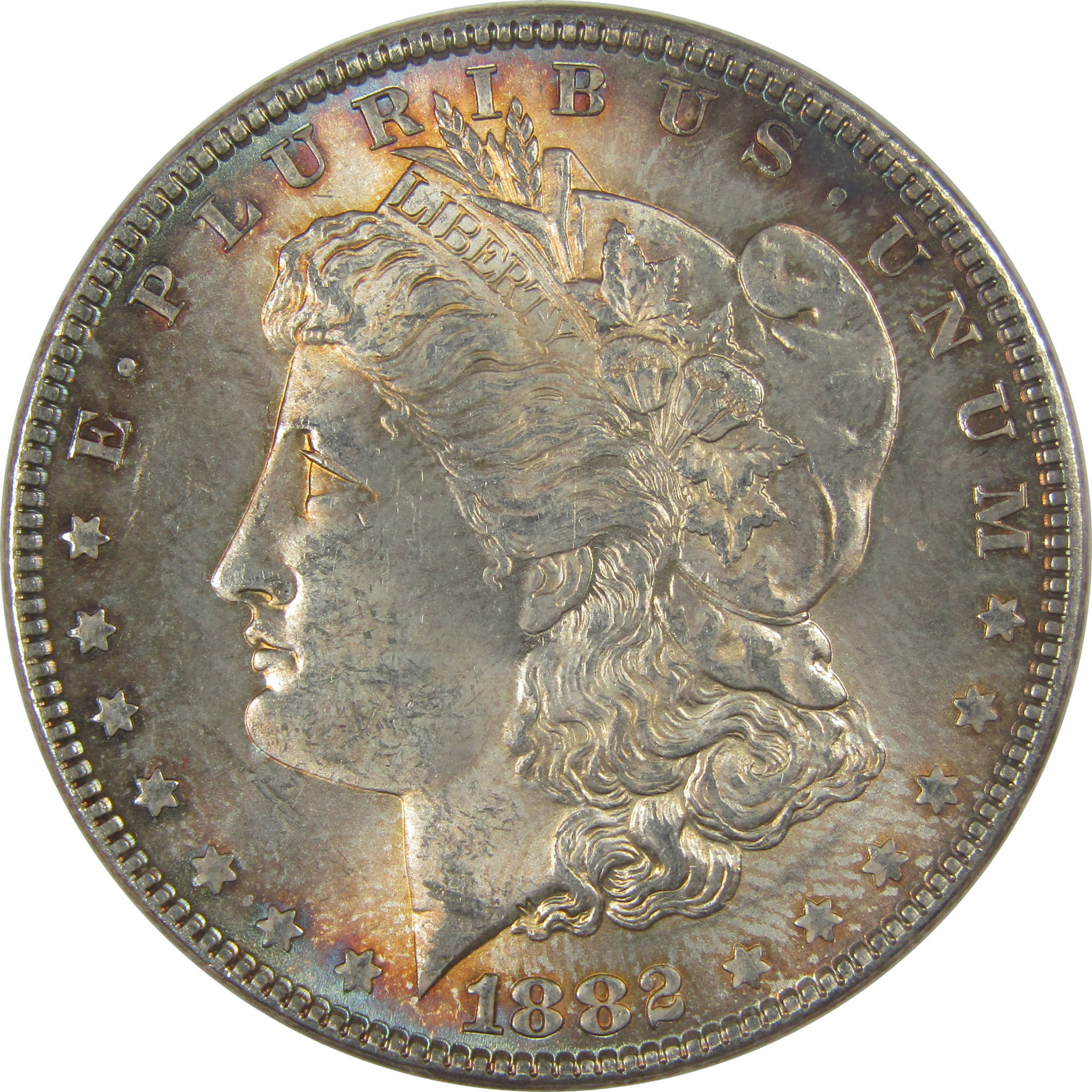 1882 Morgan Dollar Uncirculated Silver $1 Coin Toned SKU:CPC1119