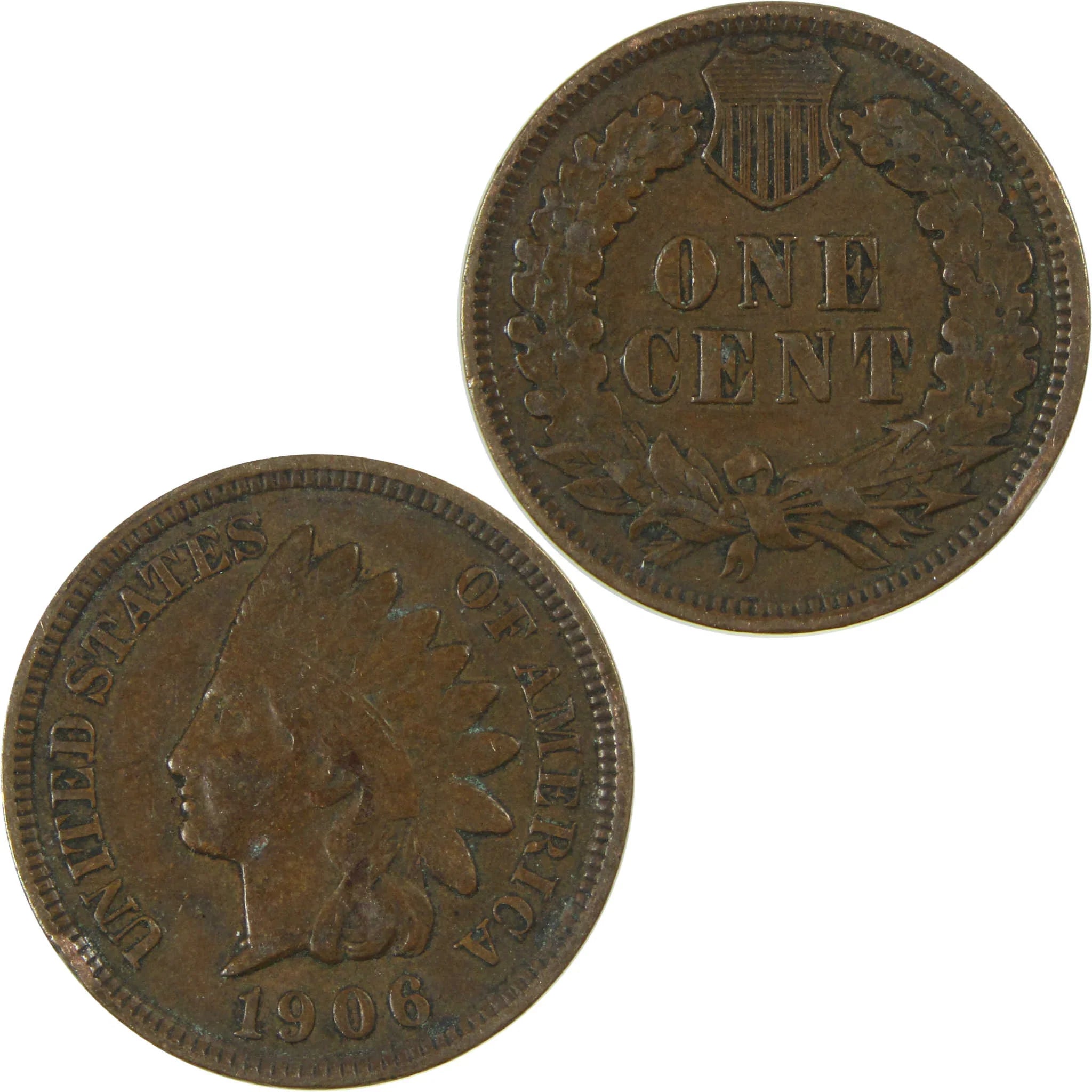 1906 Indian Head Cent F Fine Penny 1c Coin SKU:I27061