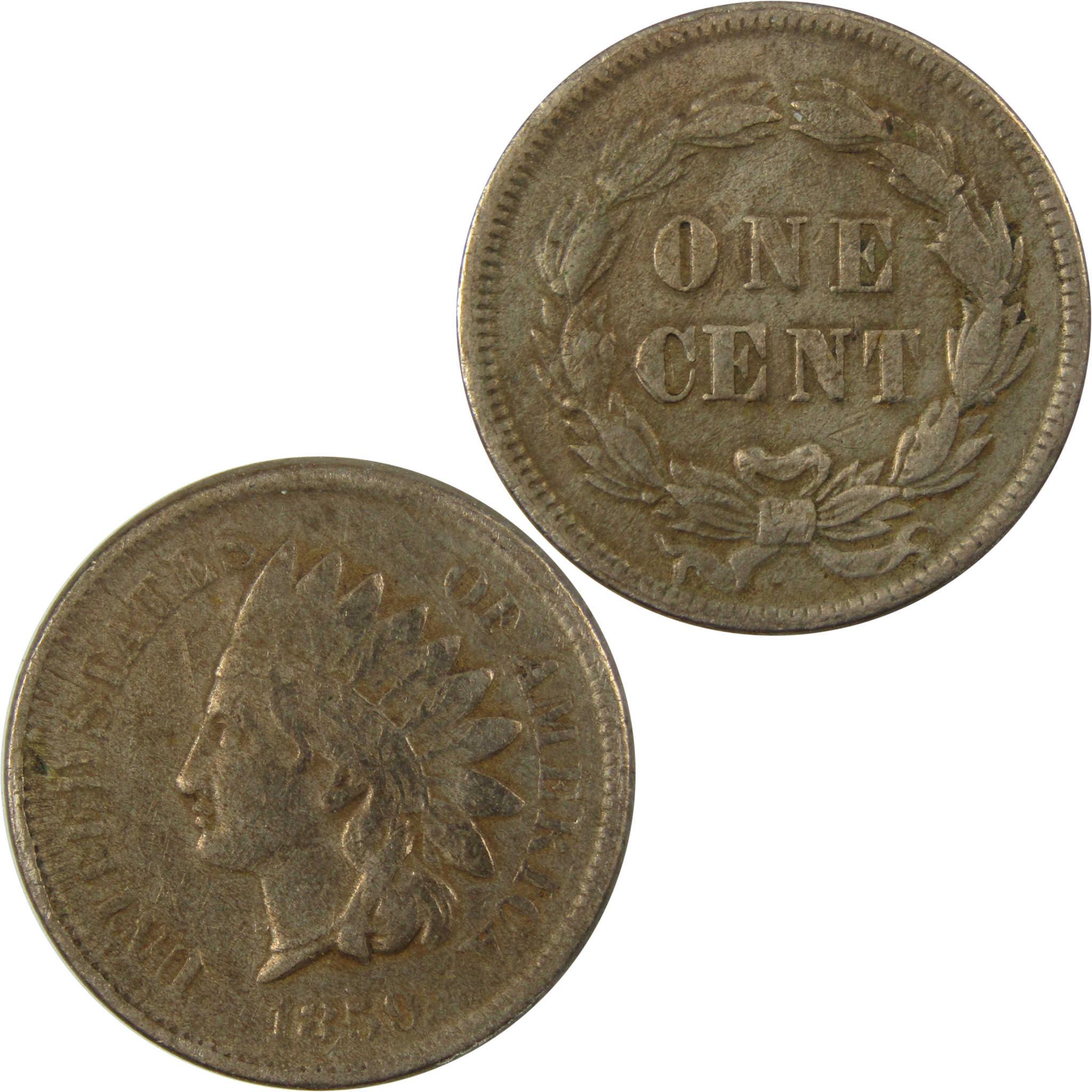 1859 Indian Head Cent VF Very Fine Details Penny 1c Coin SKU:CP1273