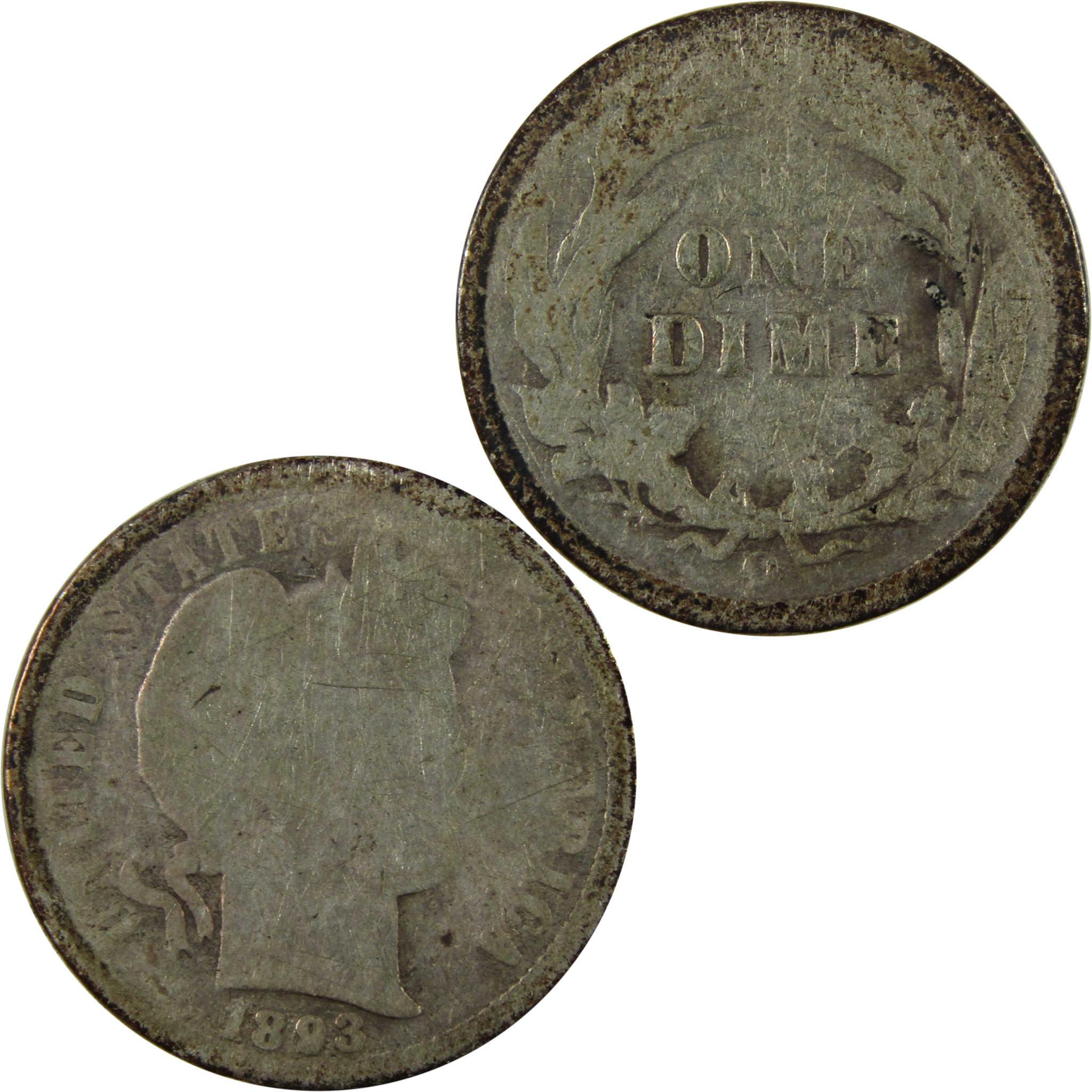 1893 O Barber Silver Dime AG About Good 10c Coin SKU:CP1345