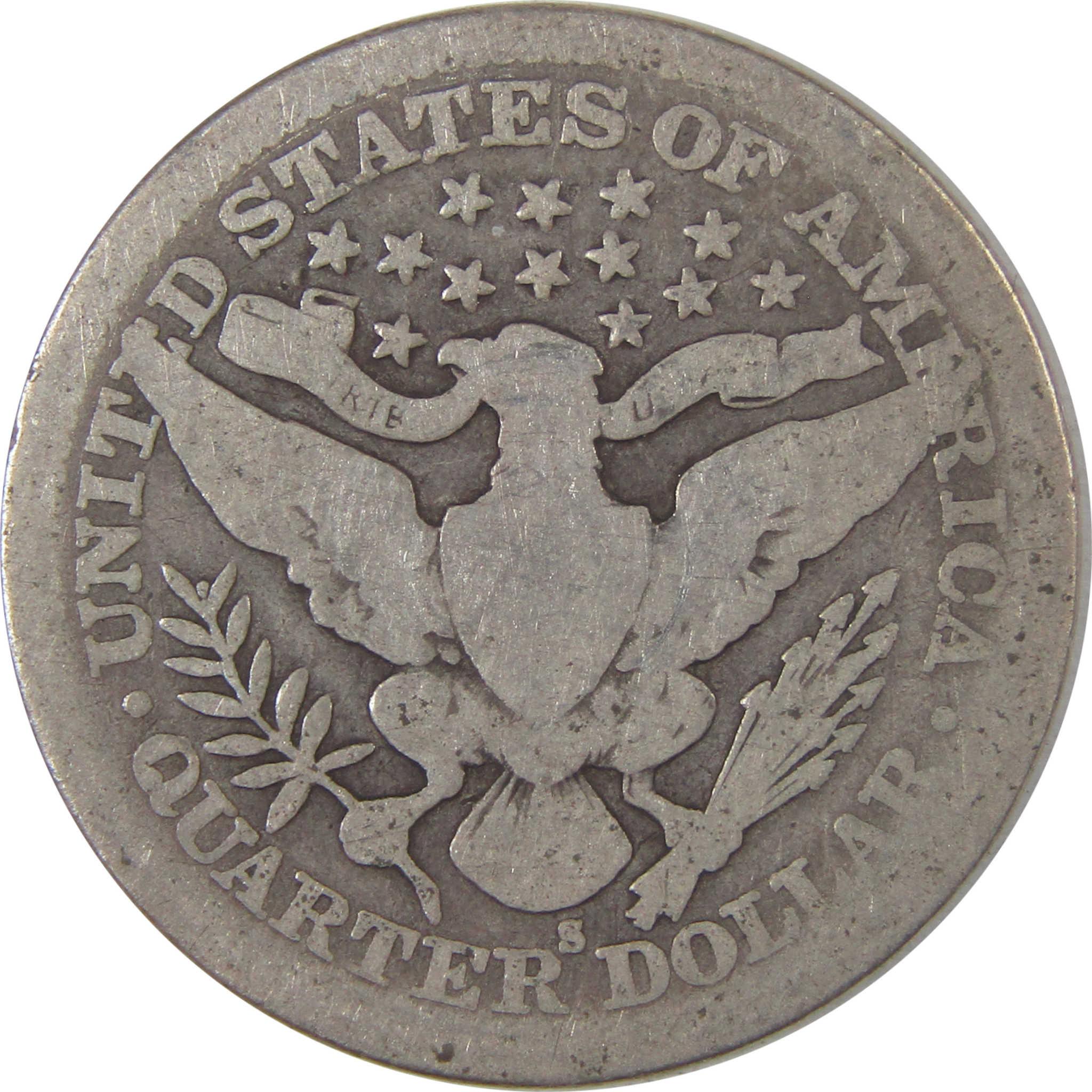 1915 S Barber Quarter AG About Good Silver 25c Coin SKU:I18074