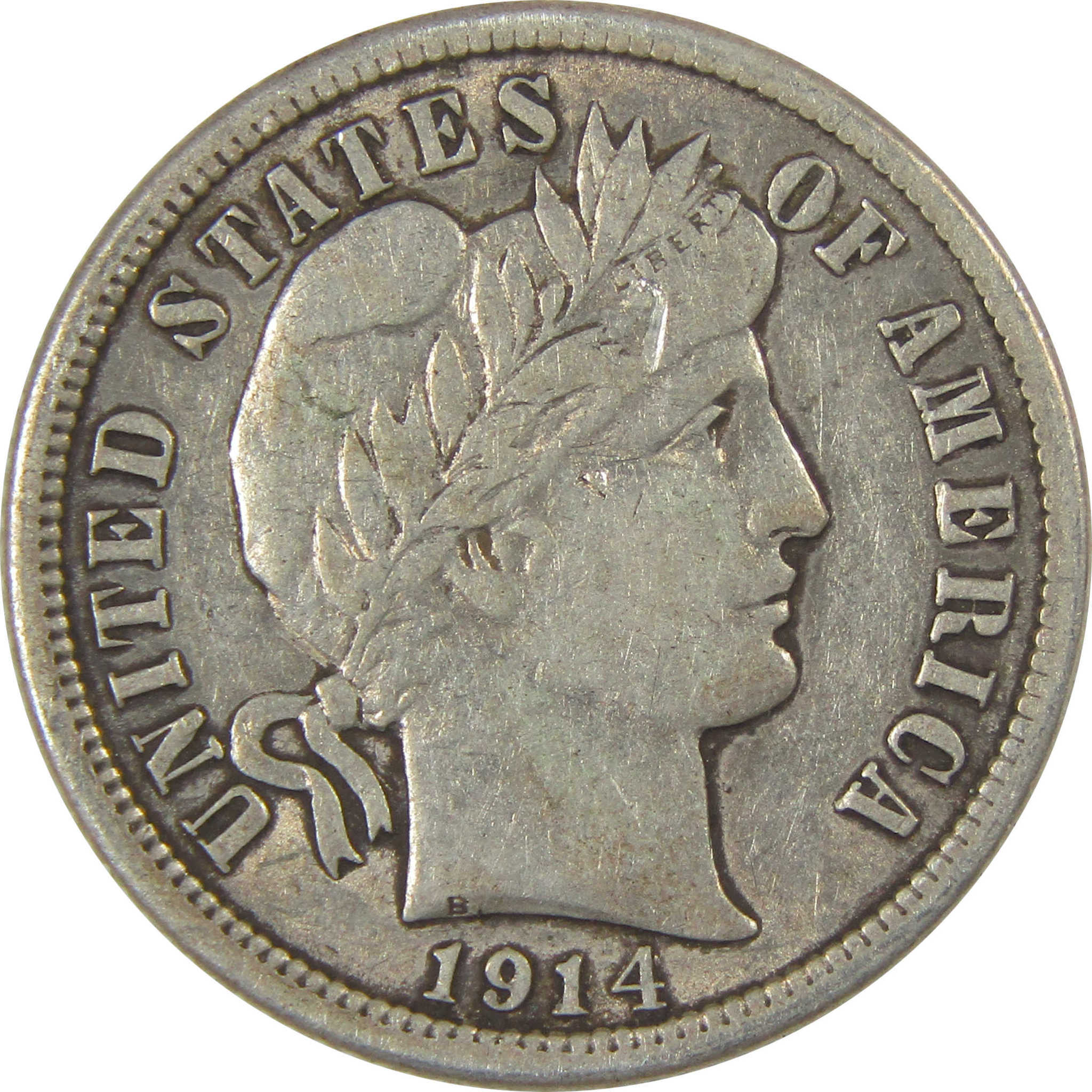 1914 Barber Dime XF EF Extremely Fine Silver 10c Coin SKU:I23842