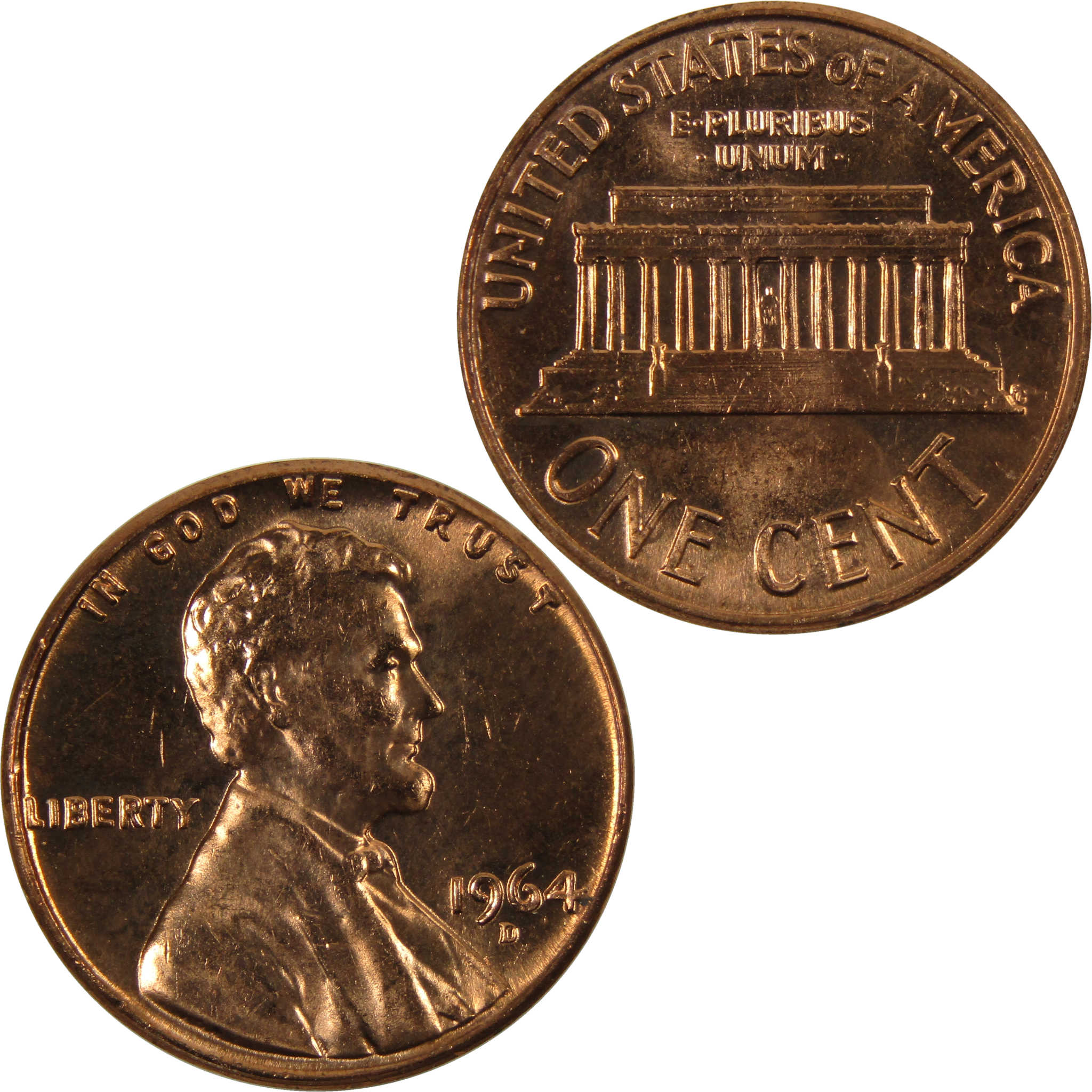 1964 D Lincoln Memorial Cent BU Uncirculated Penny 1c Coin