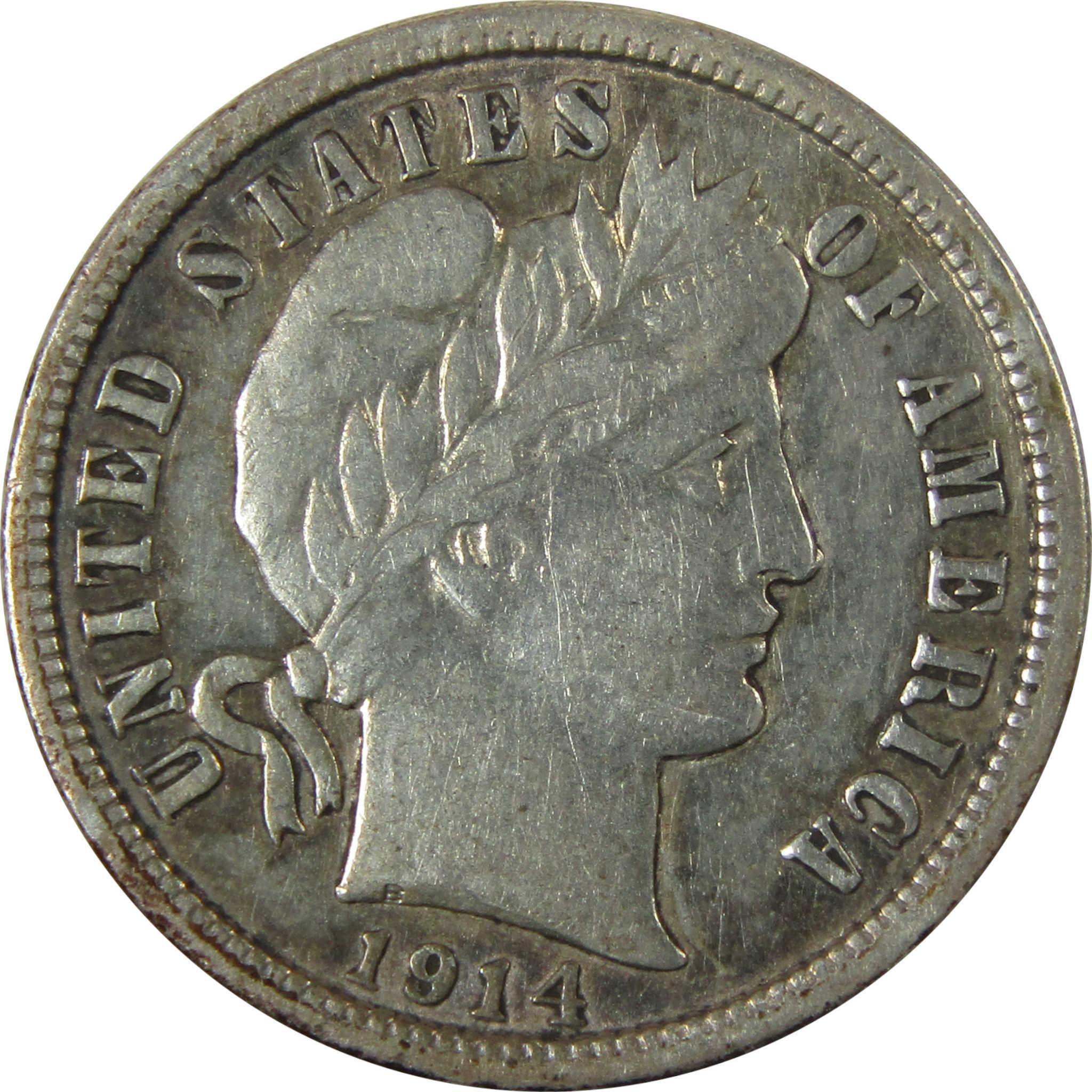 1914 Barber Silver Dime XF EF Extremely Fine Details SKU:CP976