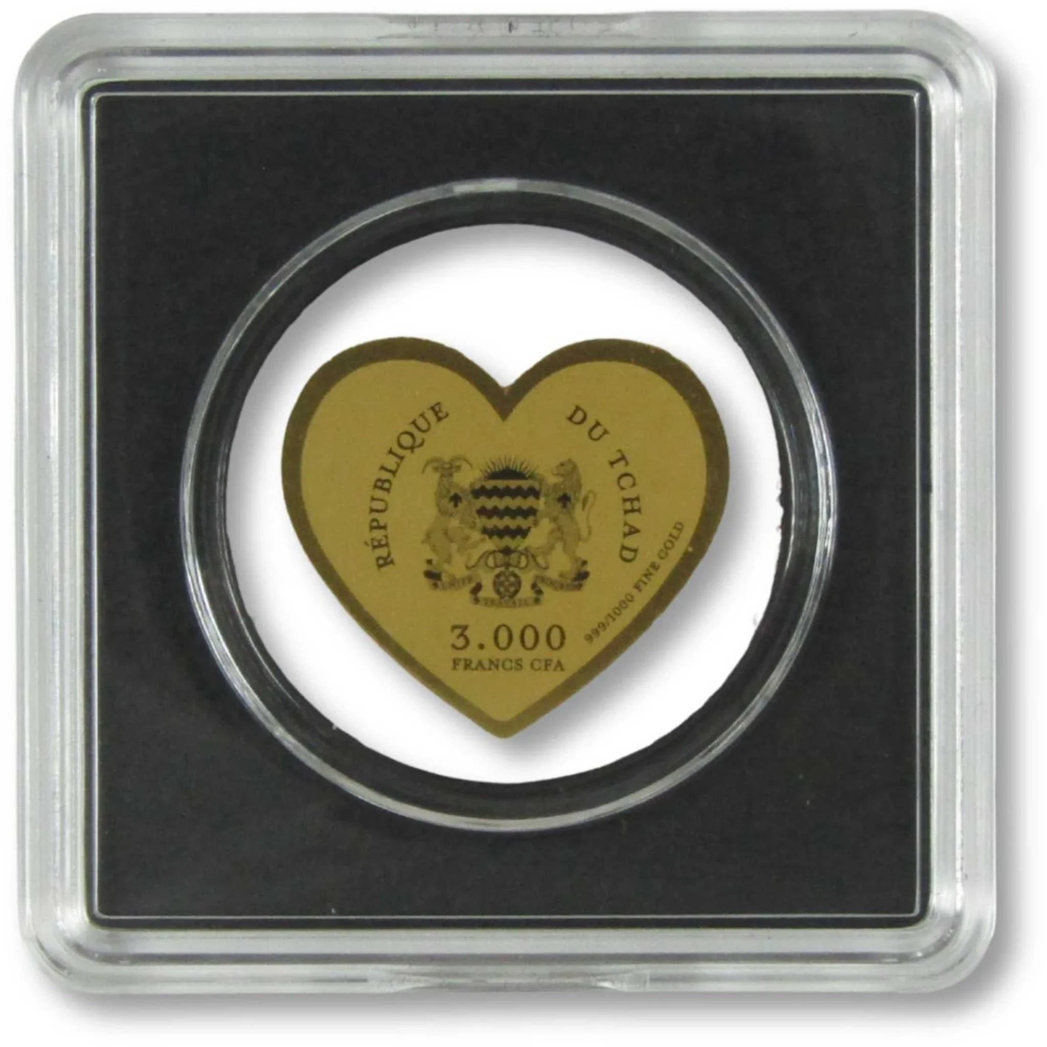 I Love You Heart-Shaped 3000 Franc CFA 1/1000 oz .999 Gold Coin