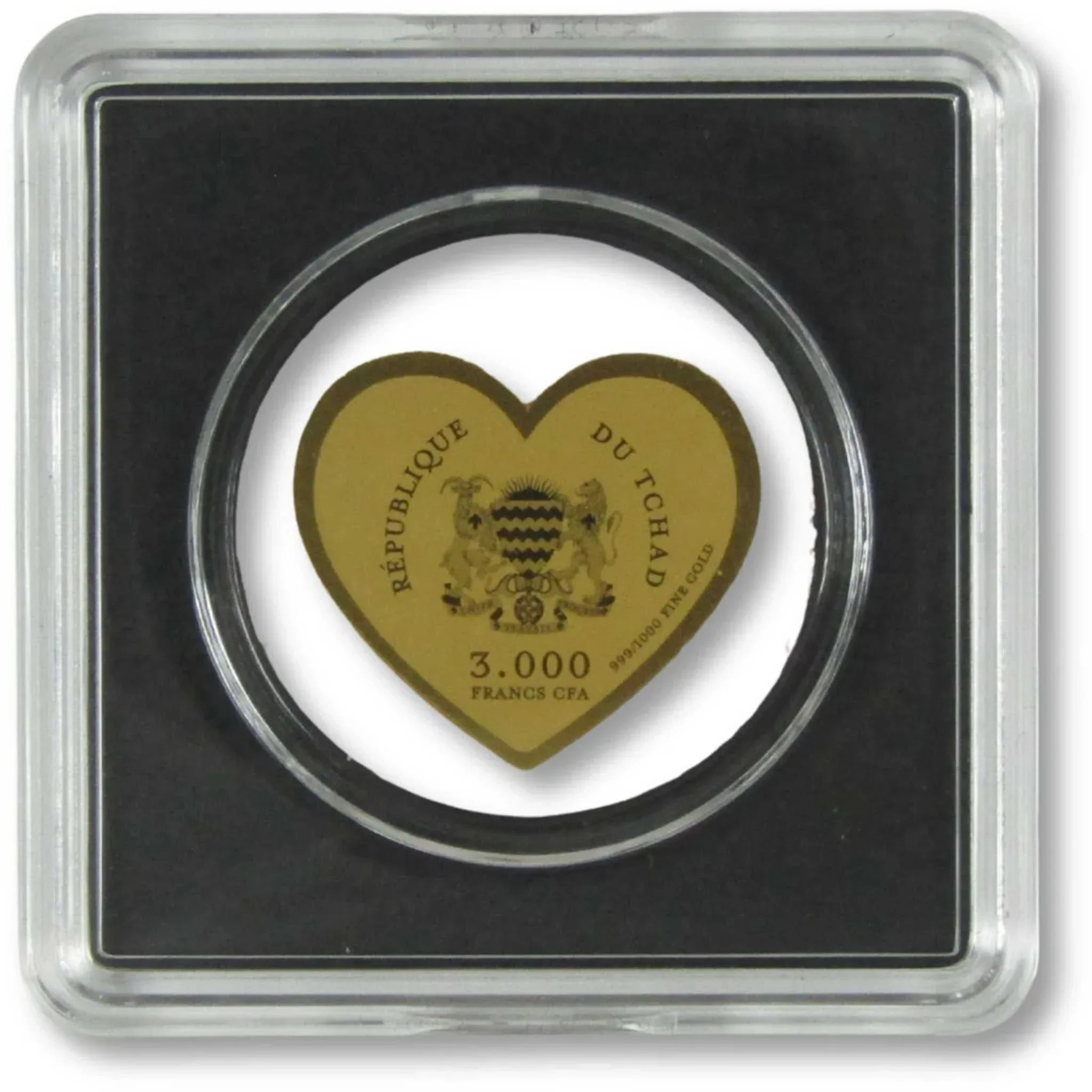 I Love You Heart-Shaped 3000 CFA 1/1000 oz .999 Gold Republic of Chad