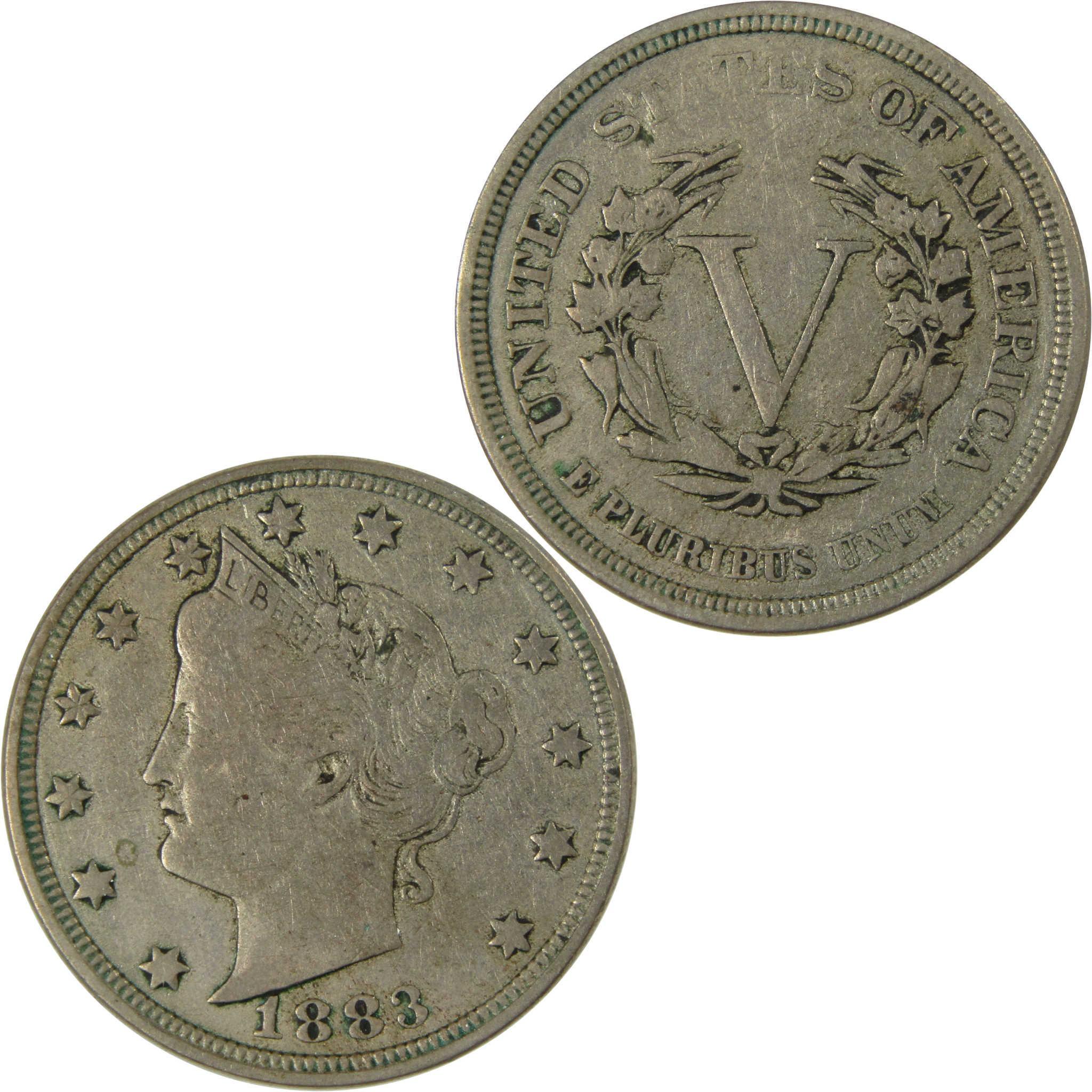 1883 No Cents Liberty Head V Nickel VF Very Fine 5c Coin SKU:I26529
