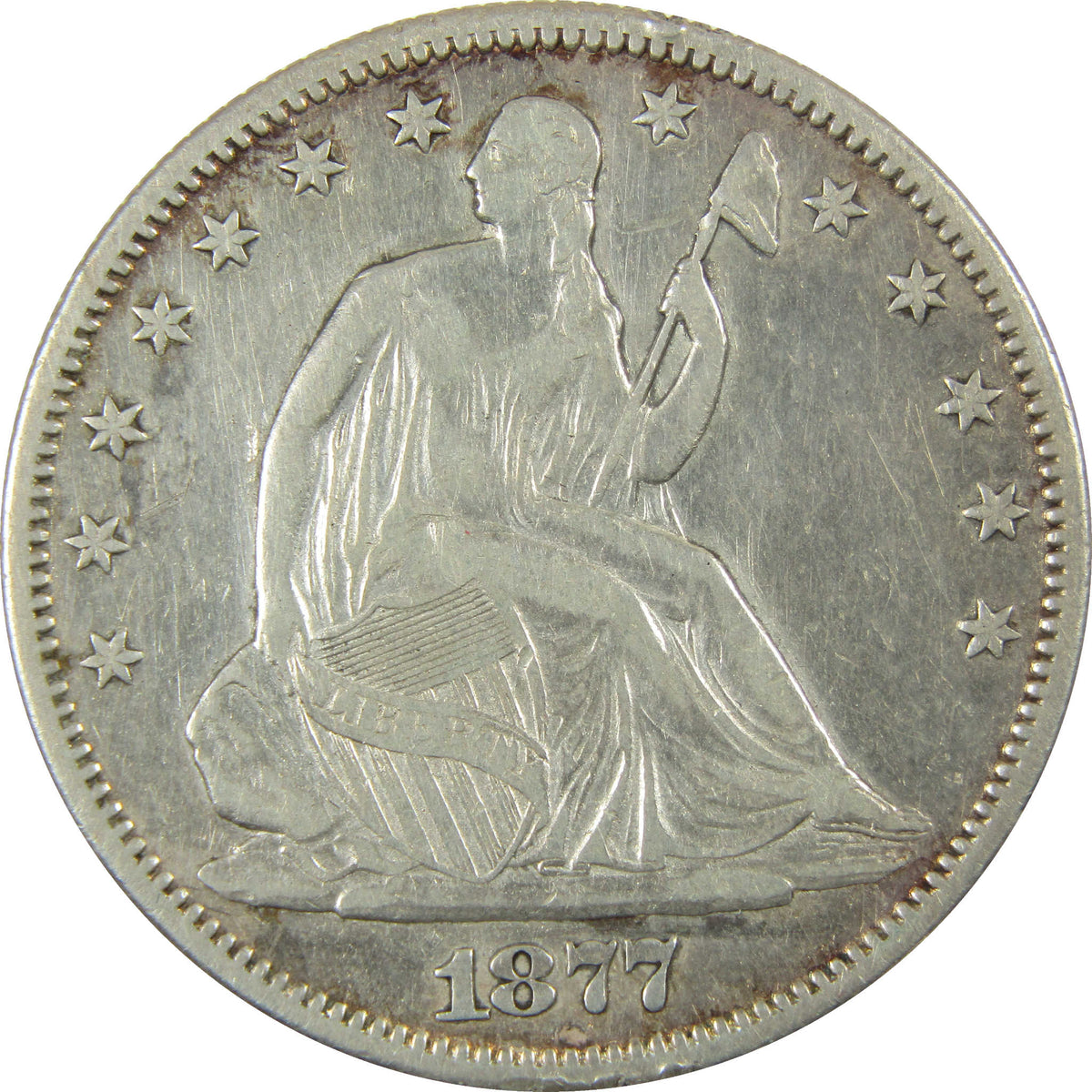 1877 S Seated Liberty Silver 50c VF Very Fine Details SKU:CP1773