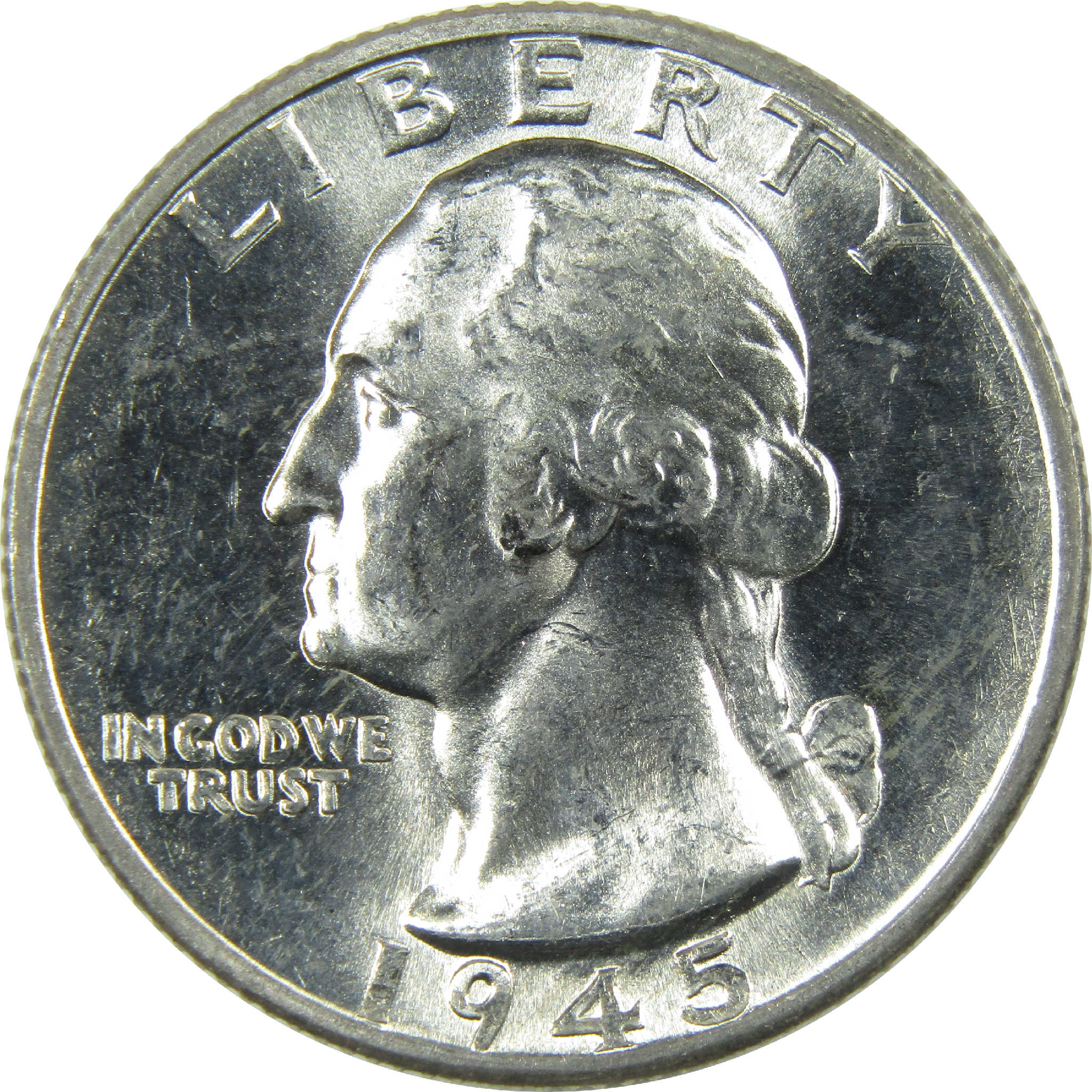 1945 D Washington Silver Quarter Uncirculated Mint State 25c Coin