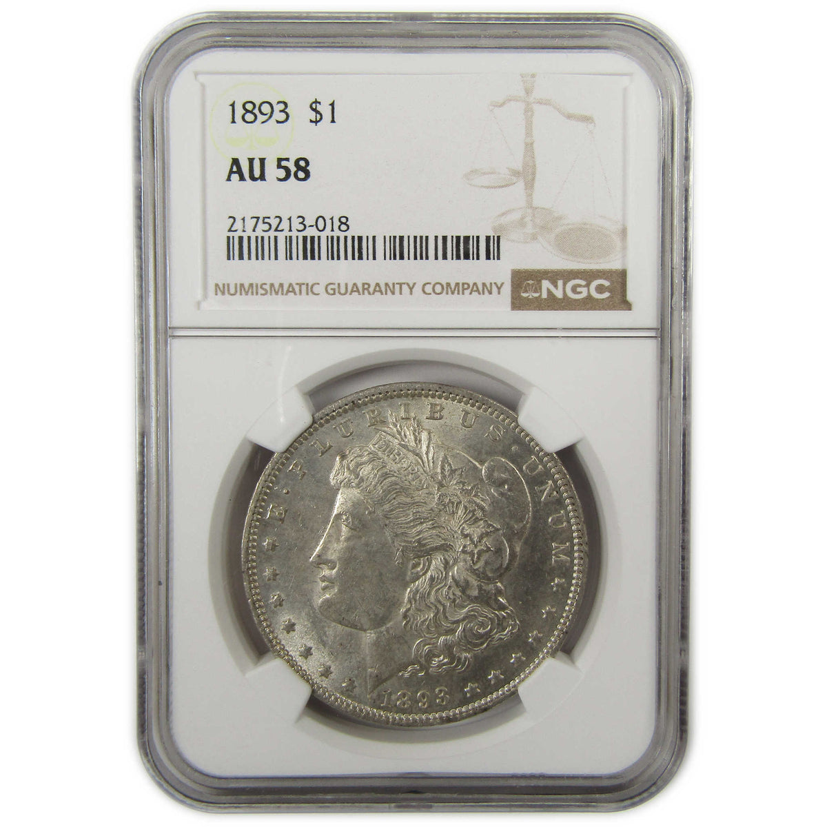 1893 Morgan Silver Dollar AU 58 NGC $1 Coin Collectible SKU:I23407