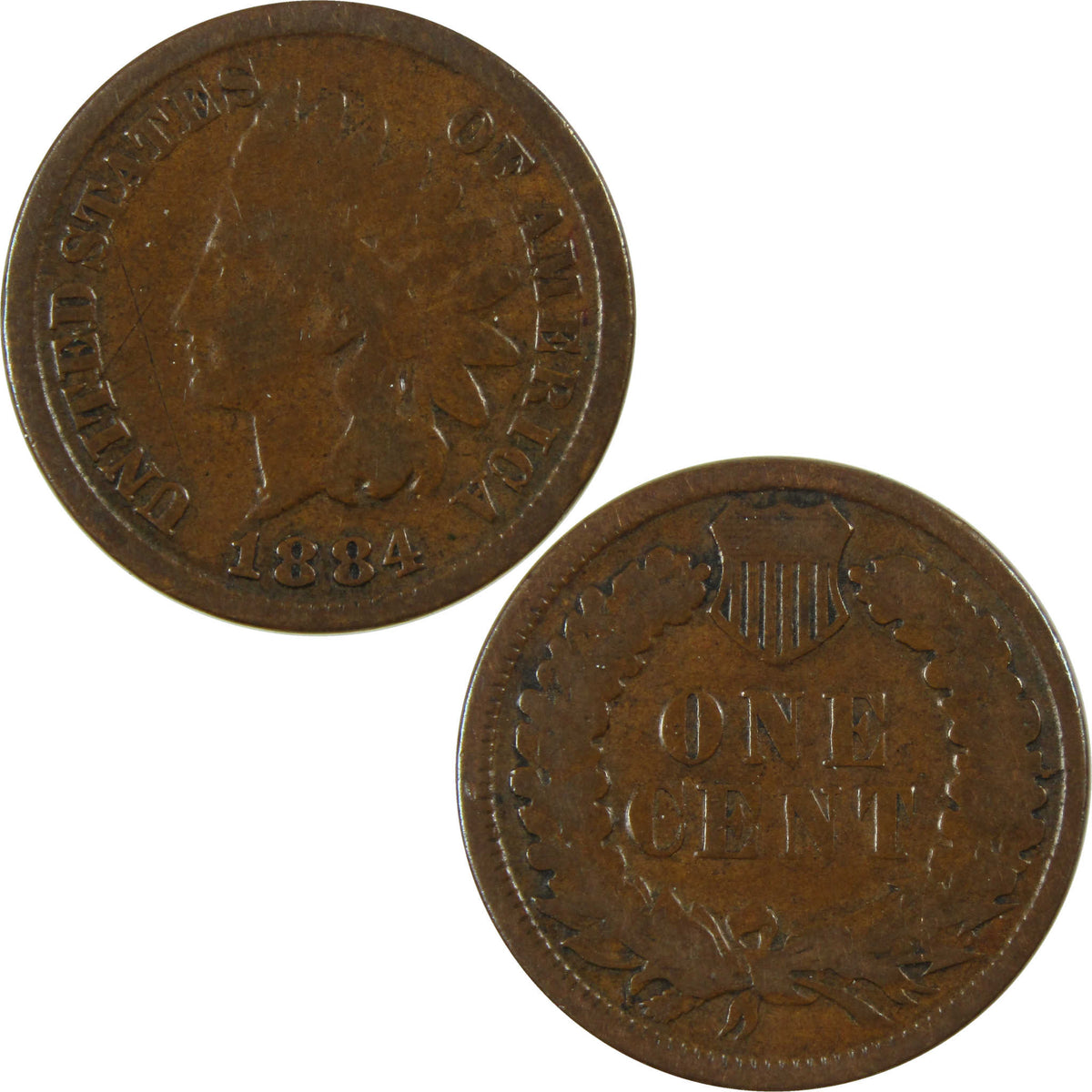 1884 Indian Head Cent G Good Details Penny 1c Coin SKU:I28637