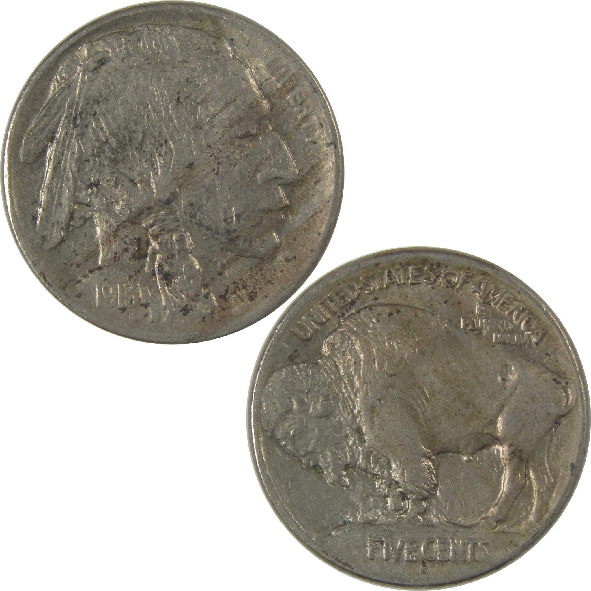 1913 S Type 1 Indian Head Buffalo Nickel XF Details 5c Coin SKU:I21051