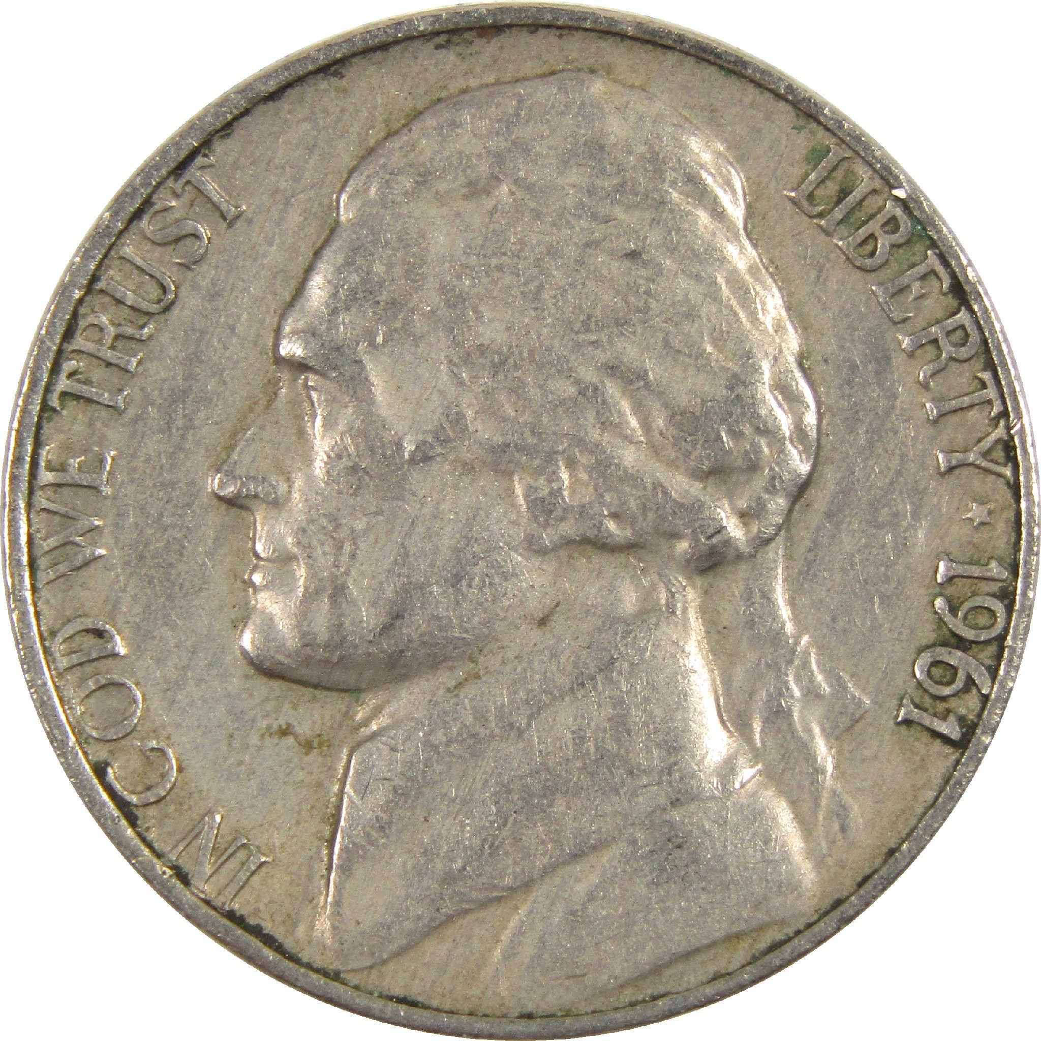 1961 Jefferson Nickel Circulated 5c Coin Collectible