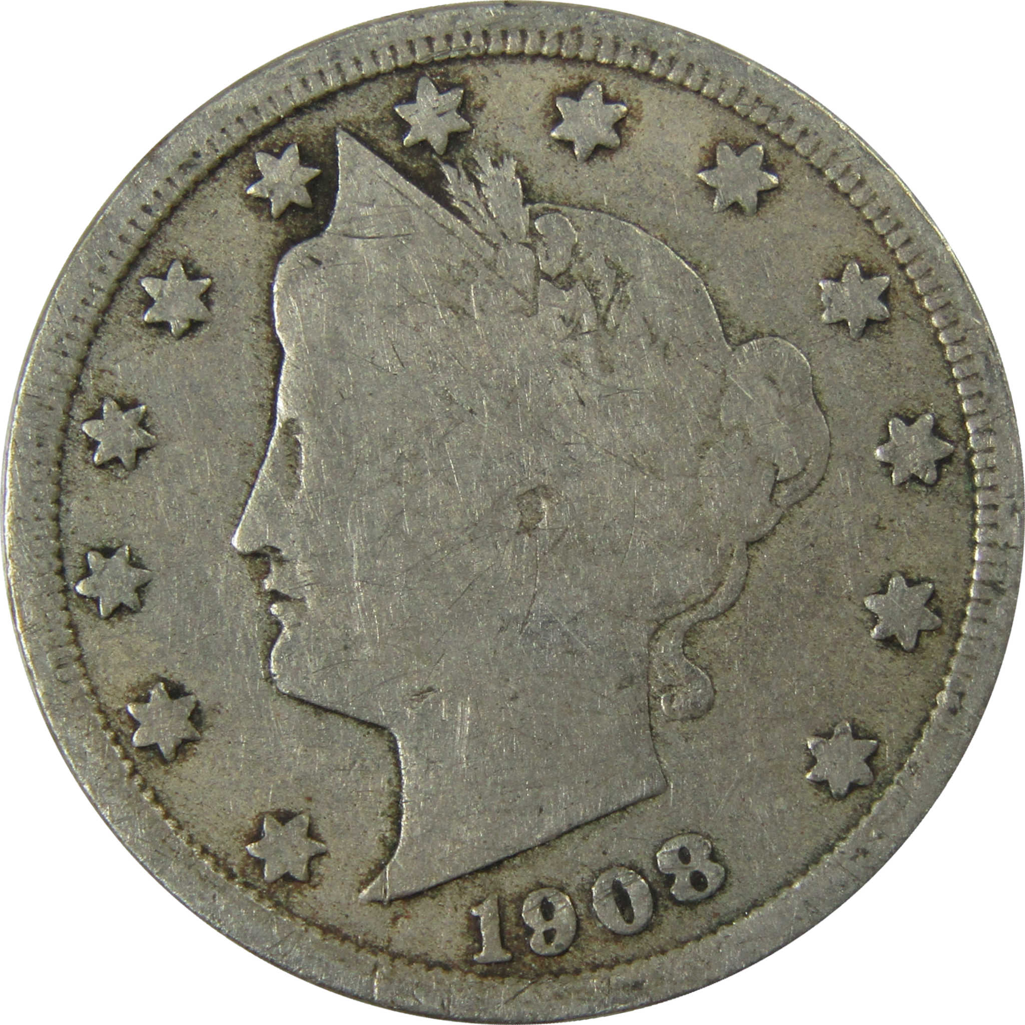 1908 Liberty Head V Nickel G Good 5c Coin Collectible SKU:I26917