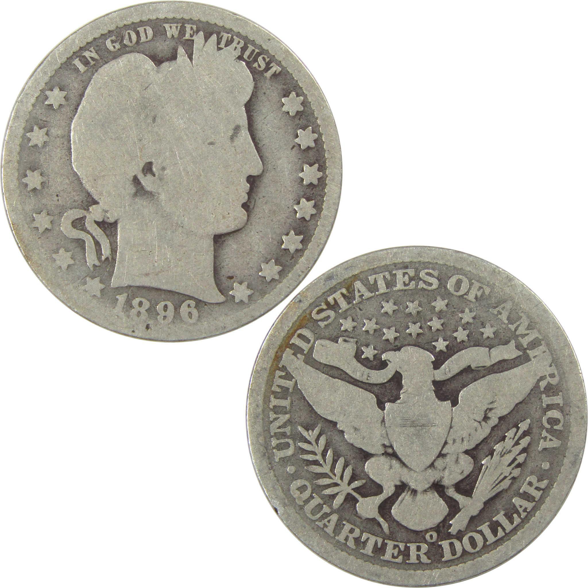 1896 O Barber Quarter AG About Good Silver 25c Coin SKU:I21870