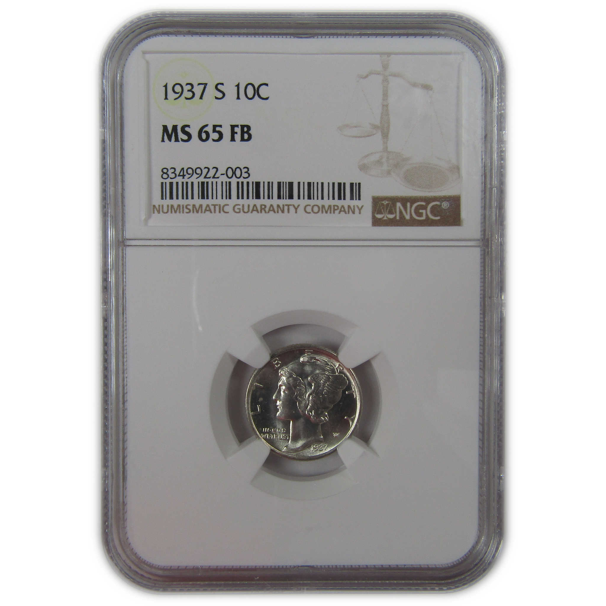 1937 S Mercury Dime MS 65 FB NGC Silver Uncirculated SKU:I23213