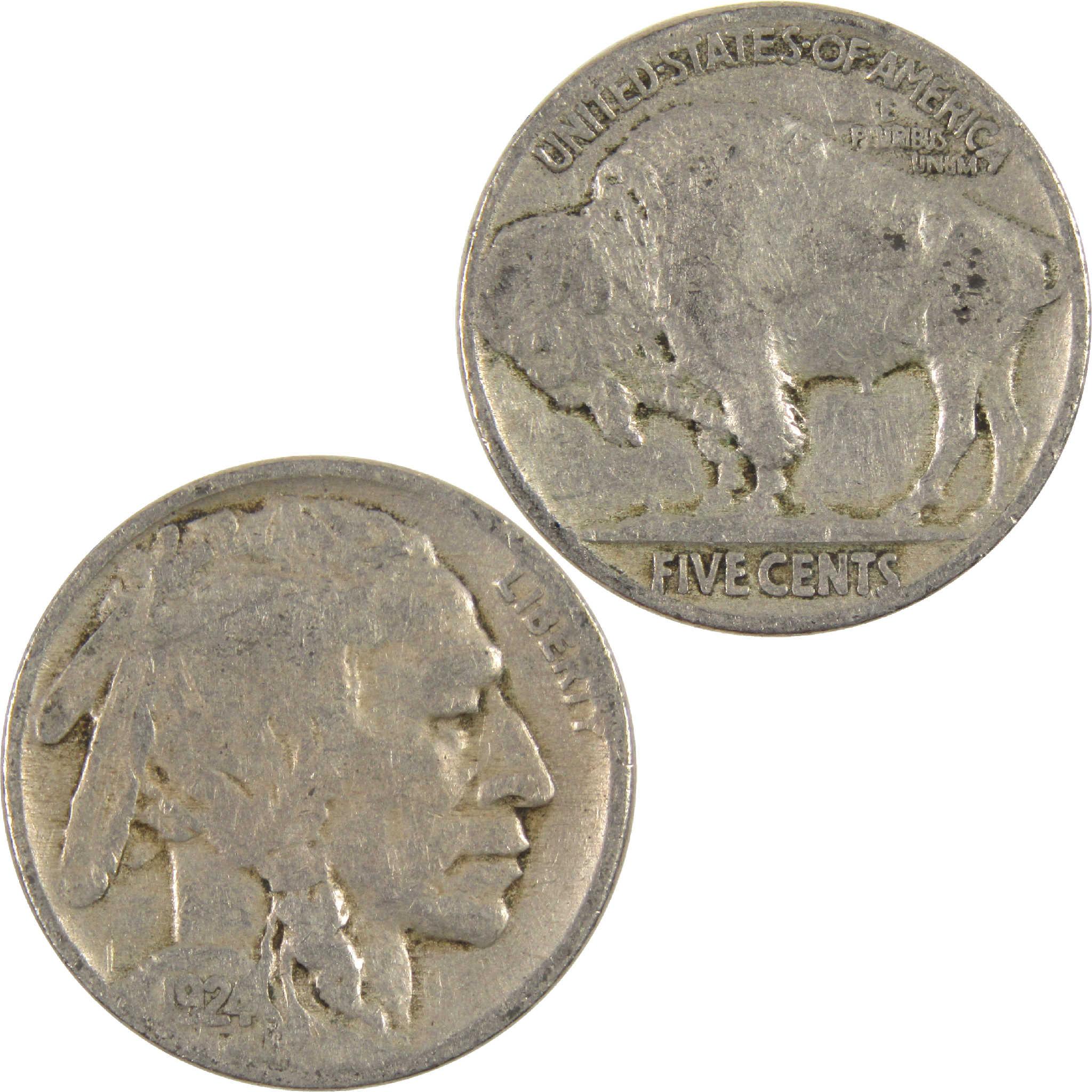 1924 Indian Head Buffalo Nickel G Good 5c Coin