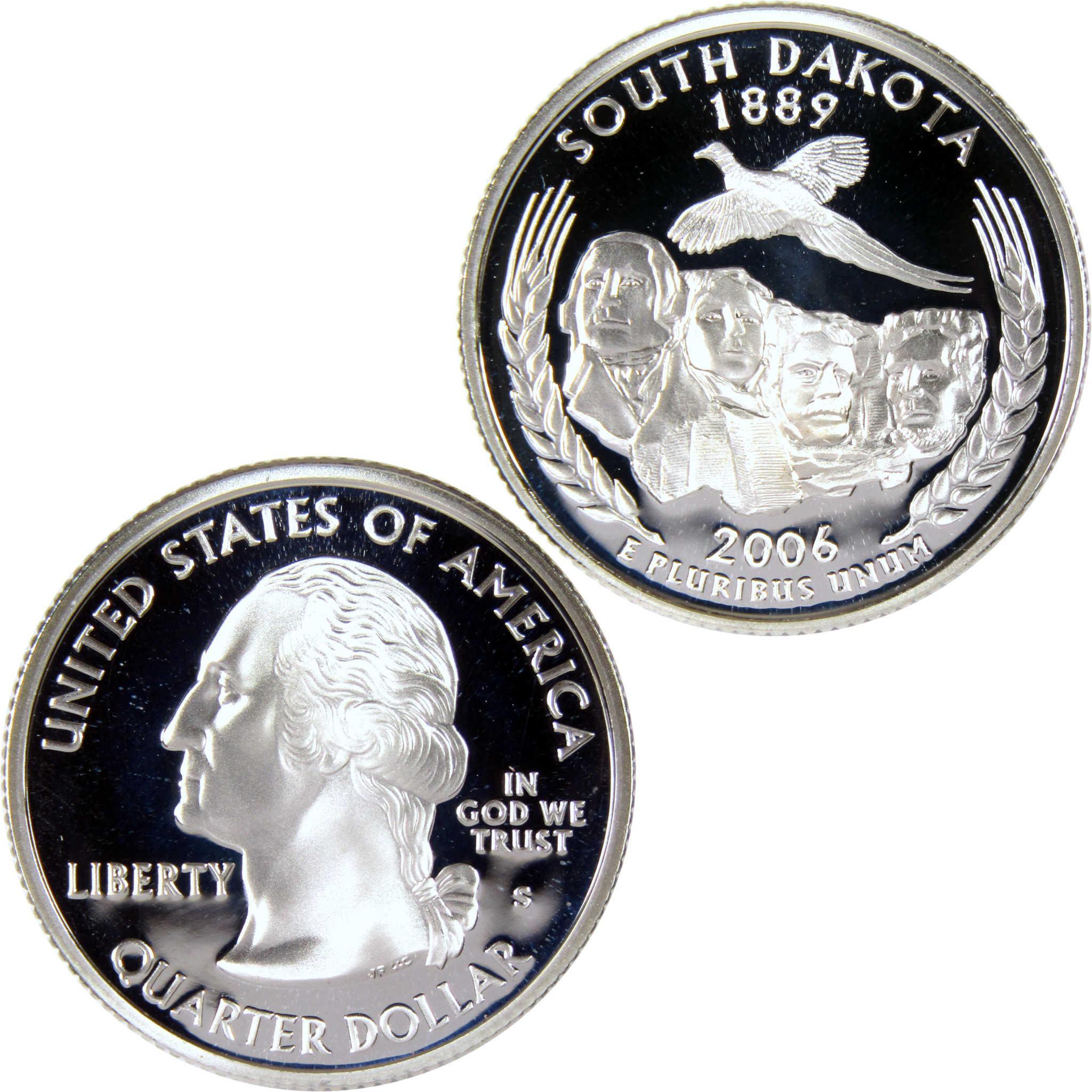 2006 South Dakota state quarter, Mount Rushmore and bird design, collectible coin