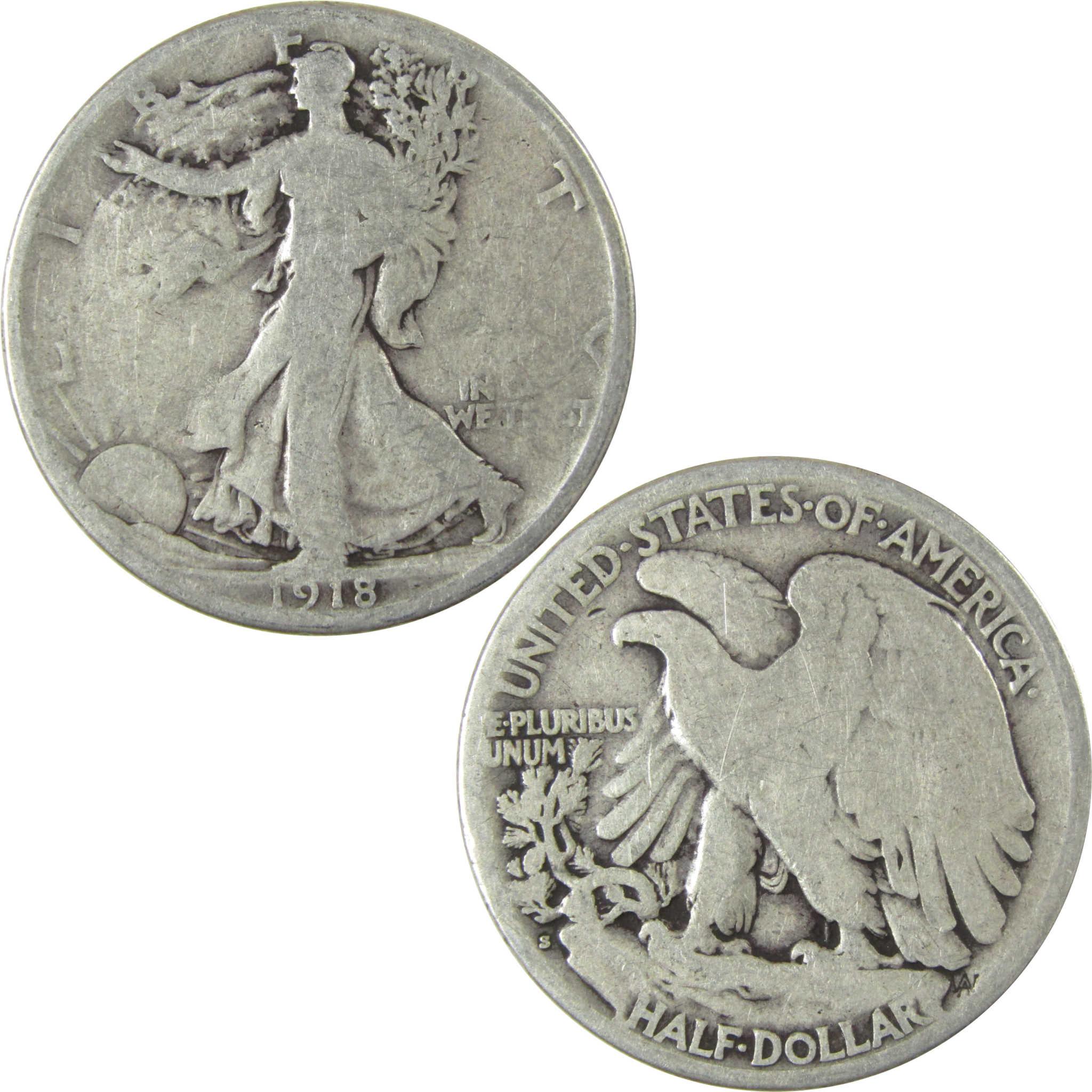 1918 S Liberty Walking Silver Half Dollar G Good 50c Coin SKU:CP520