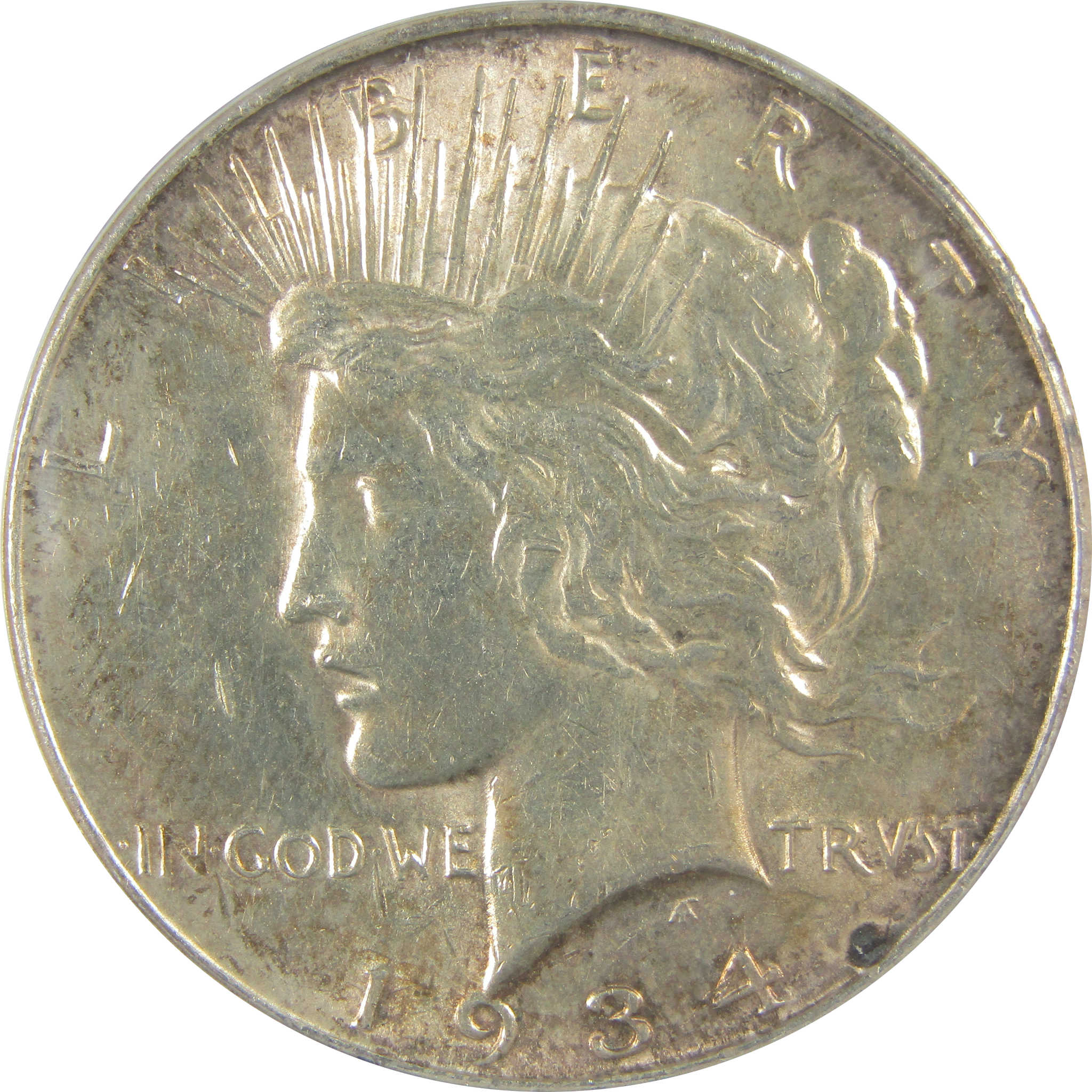 1934 D Peace Dollar AU 53 Details ANACS Silver $1 Coin SKU:I21599