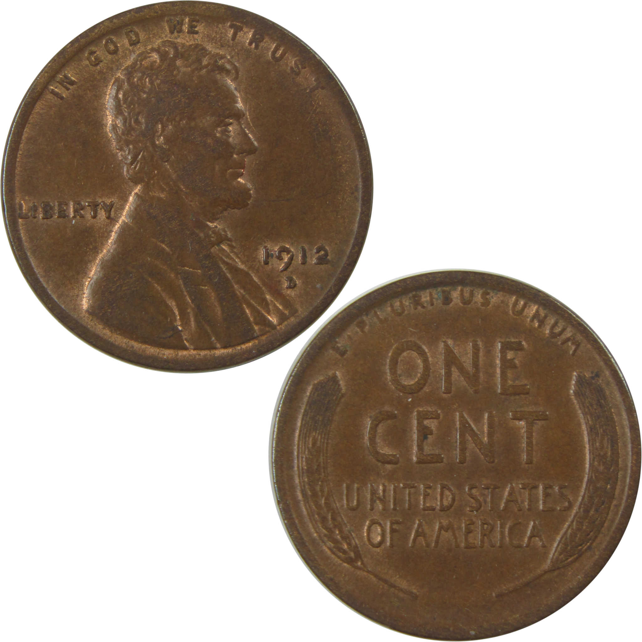 1912 D Lincoln Wheat Cent AU About Uncirculated Penny SKU:I22385
