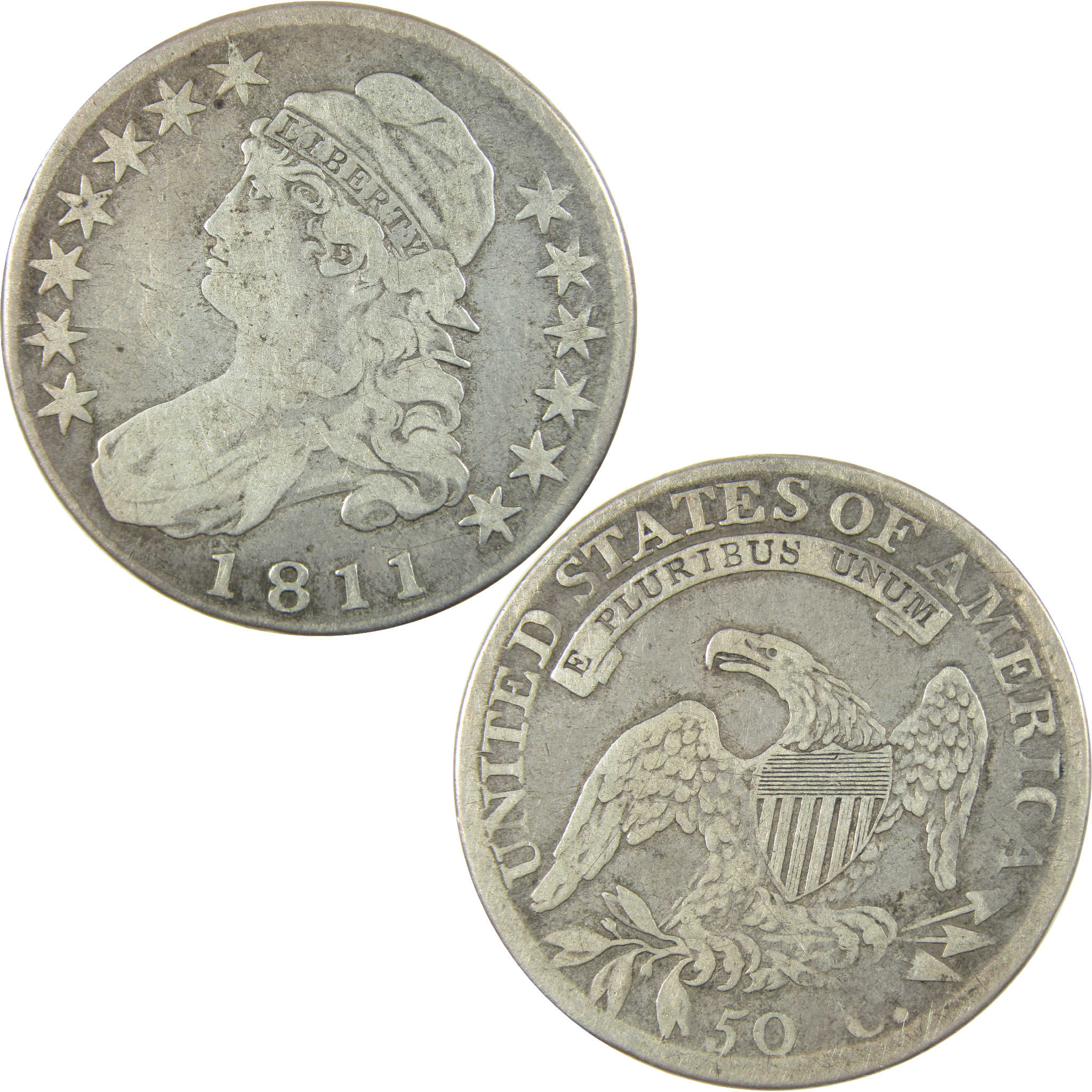 1811 Large 8 Capped Bust Silver Half Dollar VG Very Good 50c Coin