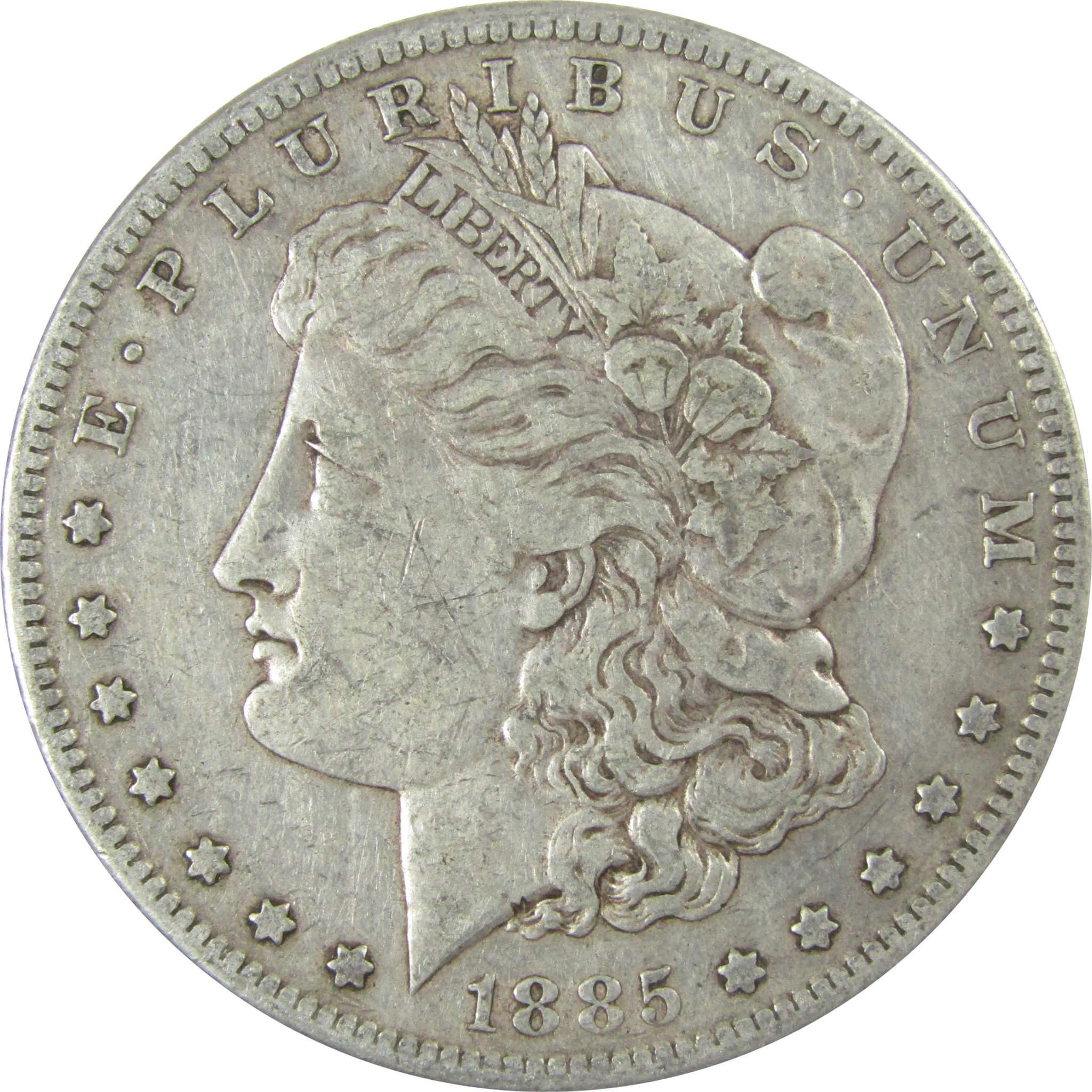 1885 S Morgan Silver Dollar VF Very Fine $1 Coin Collectible SKU:CP653 - Morgan coin - Morgan silver dollar - Morgan silver dollar for sale - Profile Coins & Collectibles