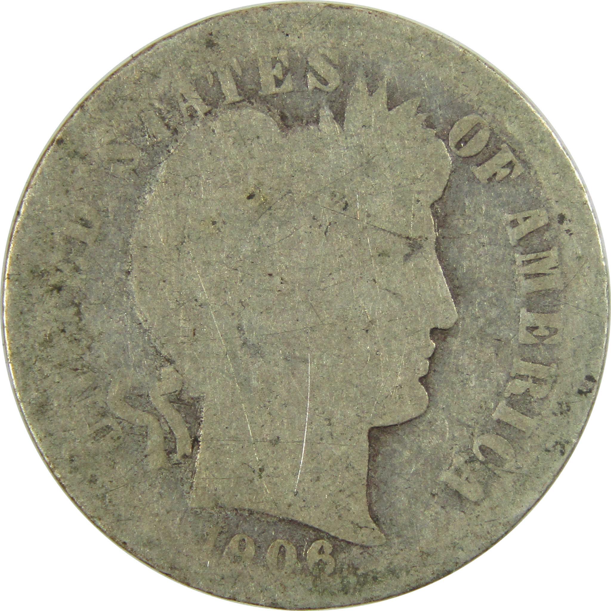 1906 O Barber Silver Dime AG About Good 10c Coin Collectible SKU:CP690