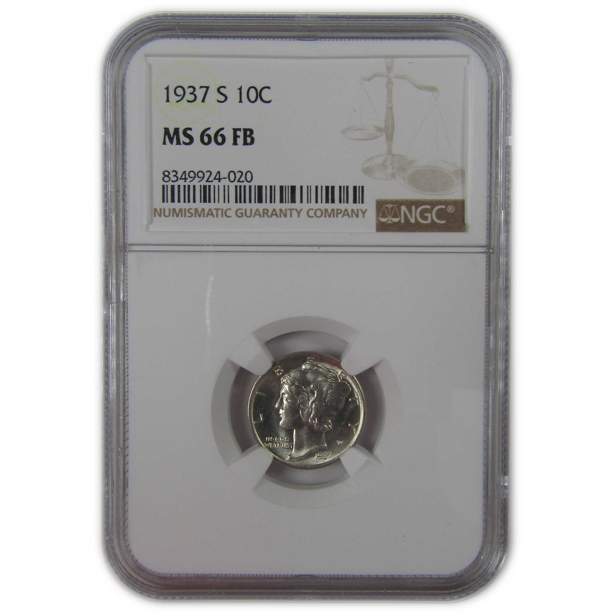 1937 S Mercury Dime MS 66 FB NGC Silver Uncirculated SKU:I23197