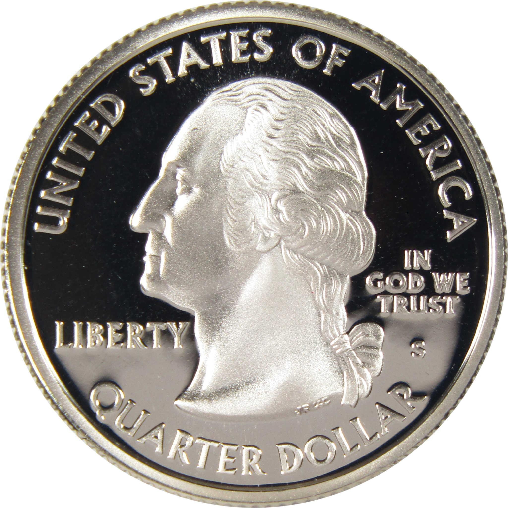 Proof US quarter dollar coin obverse, Washington profile, collectible coin