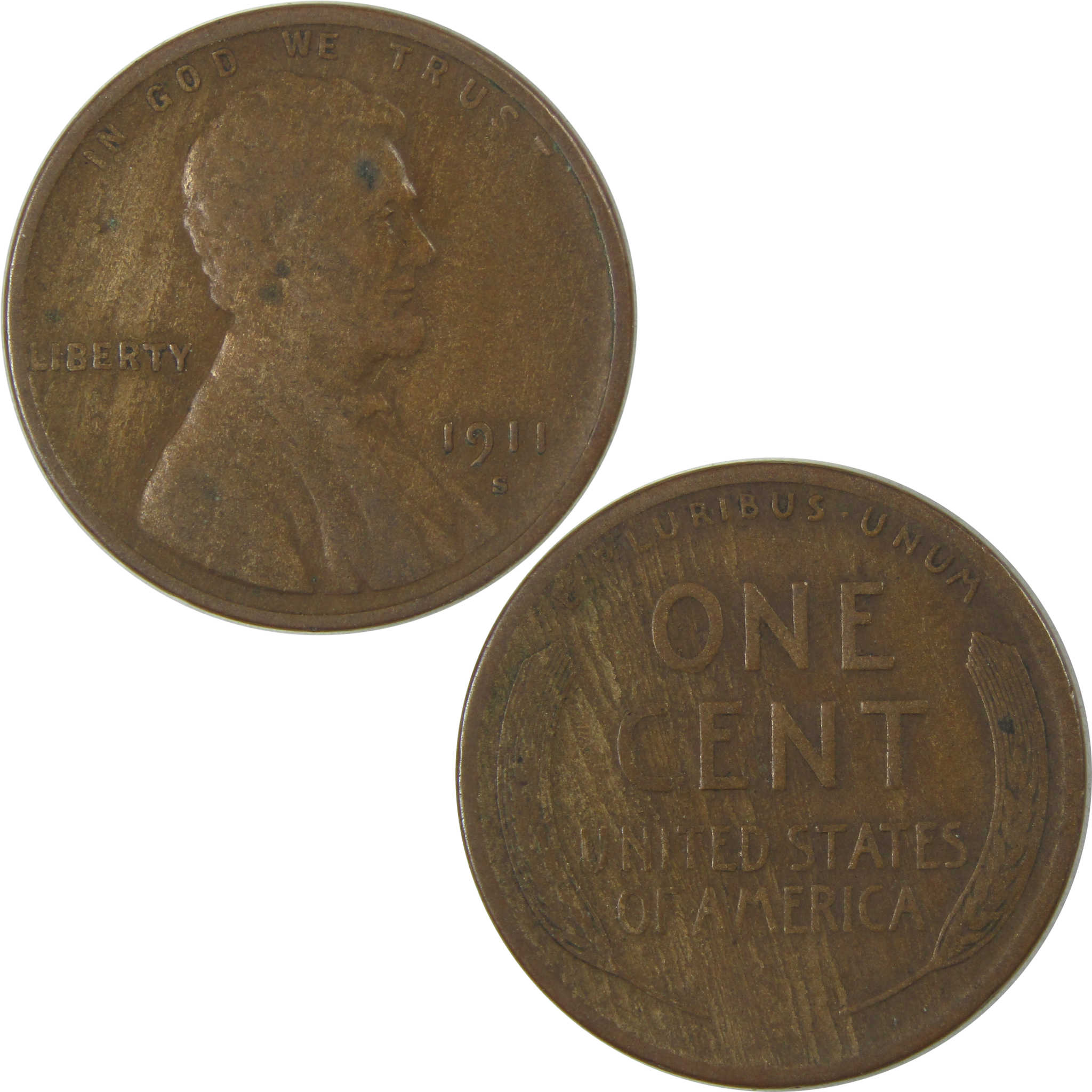 1911 S Lincoln Wheat Cent F Fine Penny 1c Coin Collectible SKU:I23862