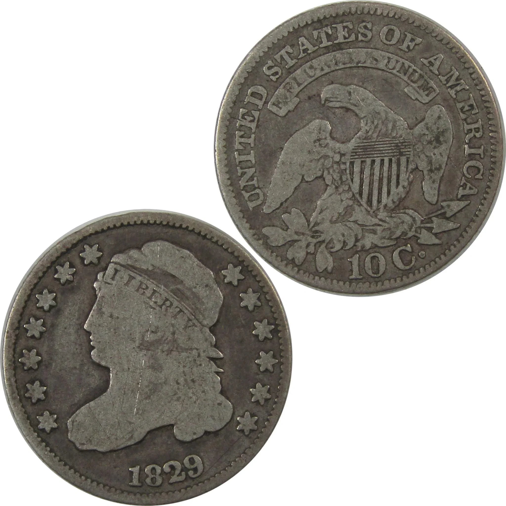 1829 Extra Large 10C Capped Bust Silver Dime VG Very Good SKU:I24648