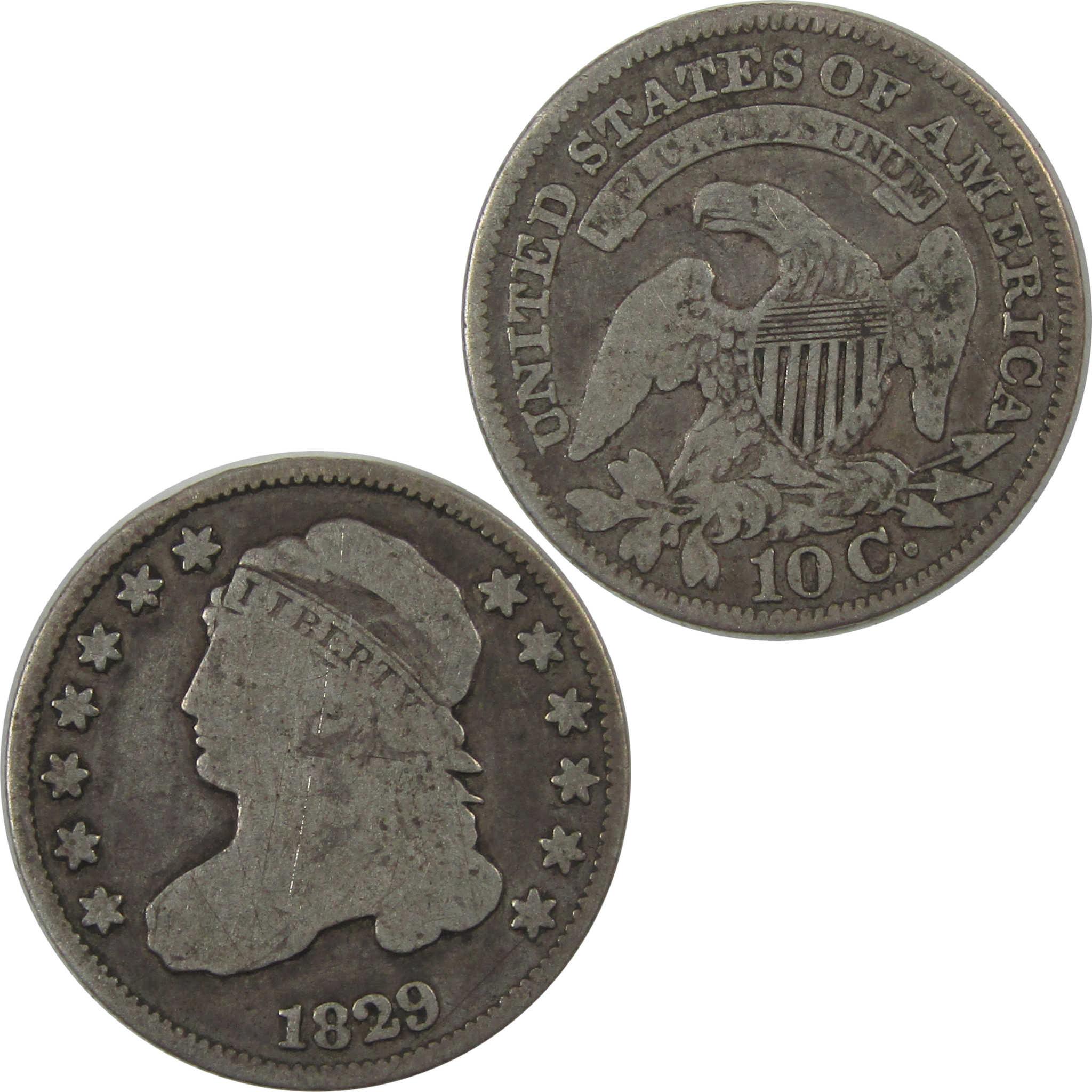 1829 Extra Large 10C Capped Bust Silver Dime VG Very Good SKU:I24648