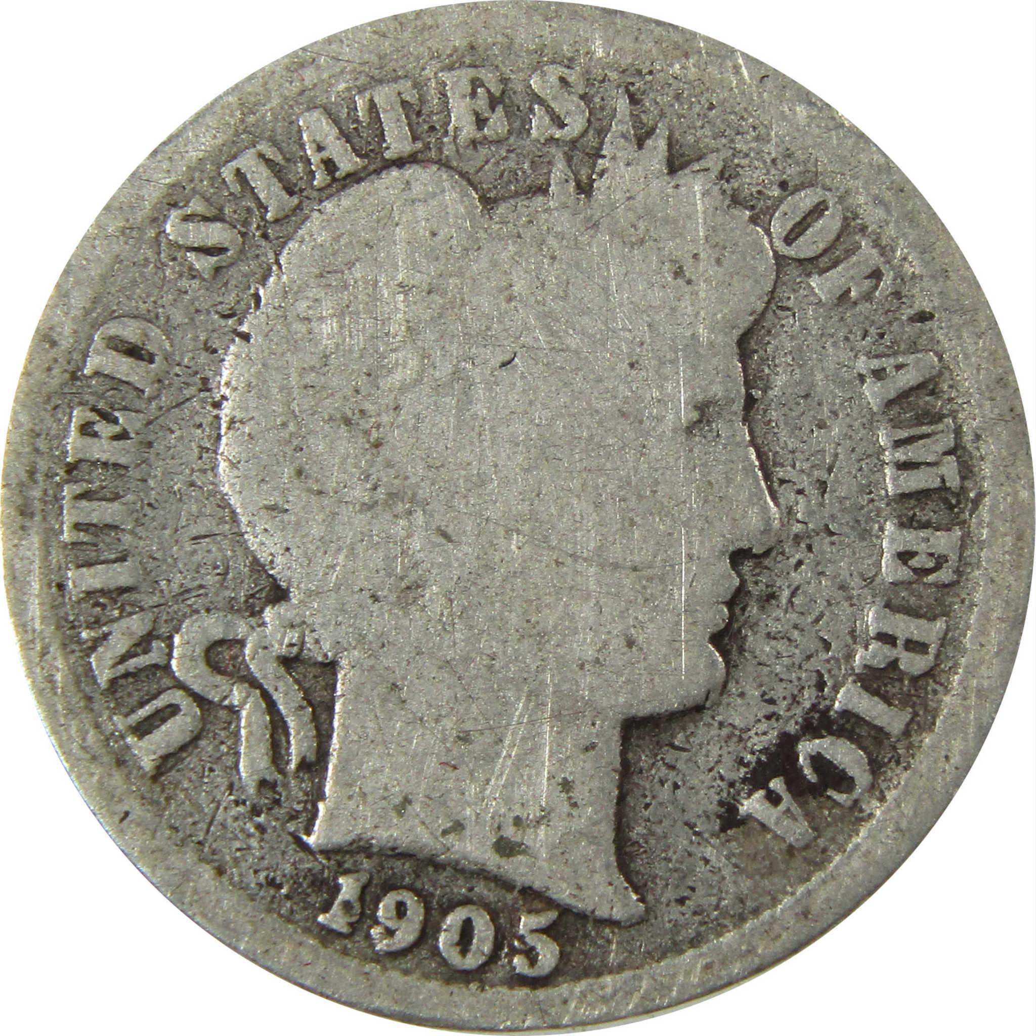 1905 O Micro O Barber Silver Dime G Good Details 10c Coin SKU:I26617