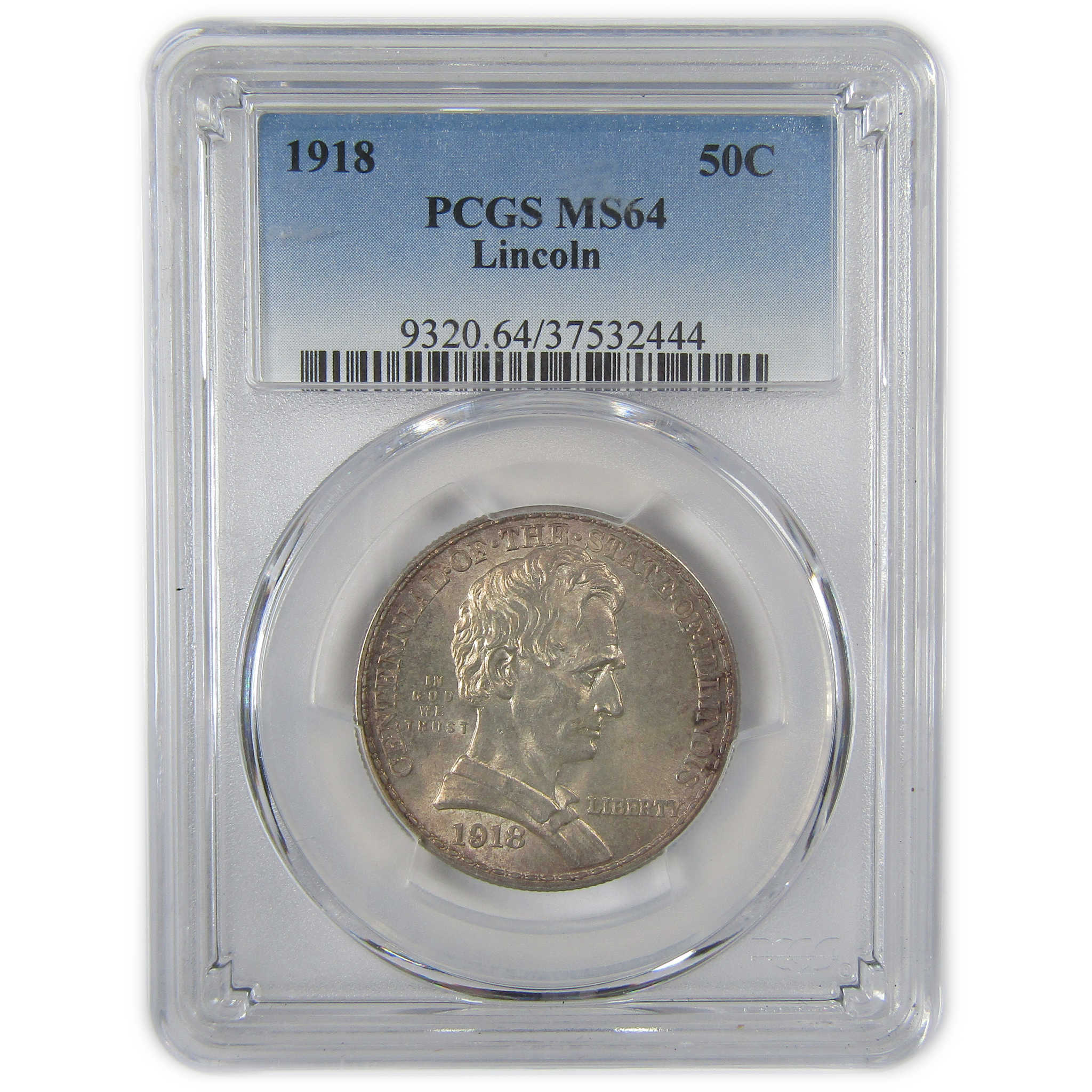 Lincoln Illinois Commemorative Half Dollar 1918 MS 64 PCGS SKU:I23674