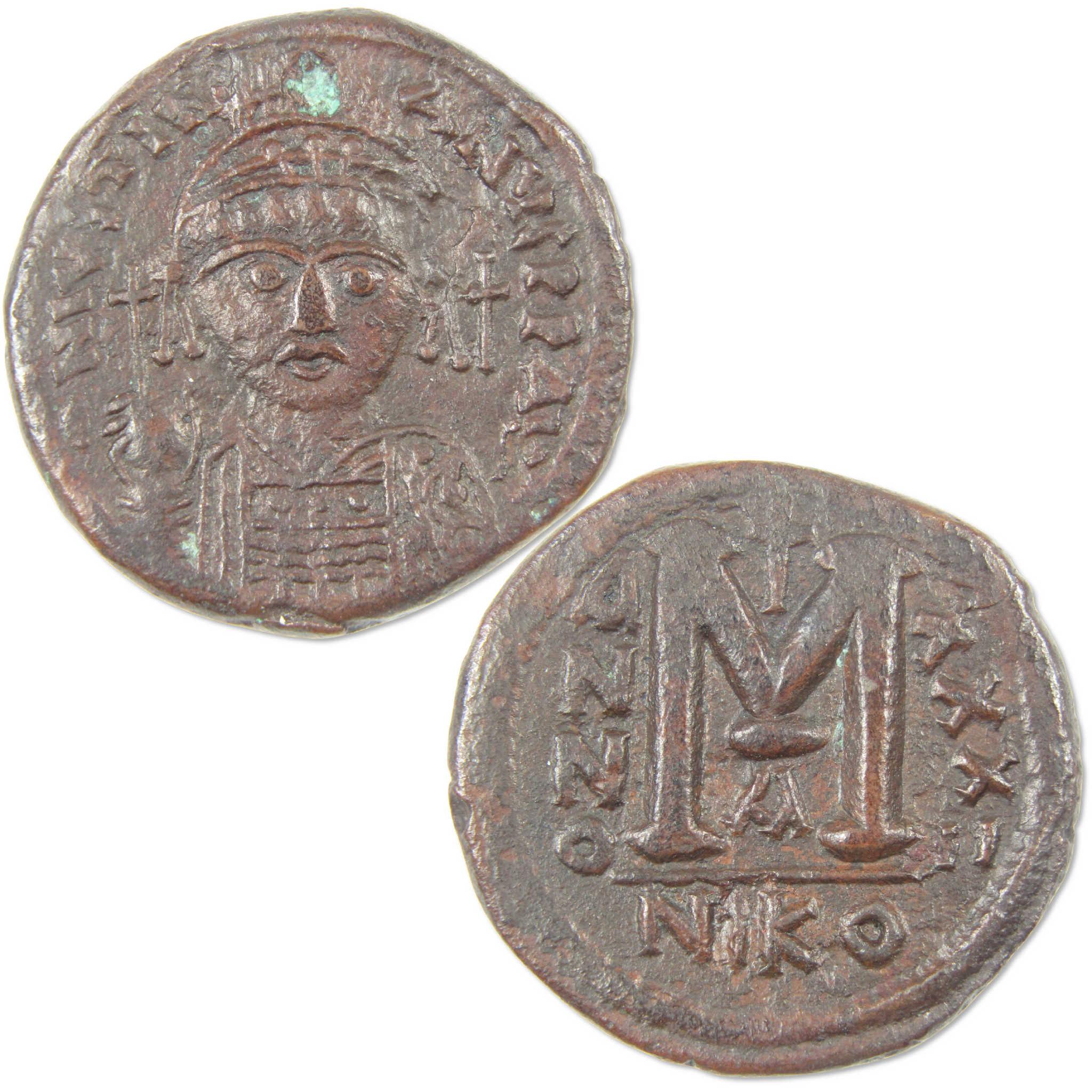 527-565 AD Justinian I Byzantine Empire Follis VF Ancient Coin